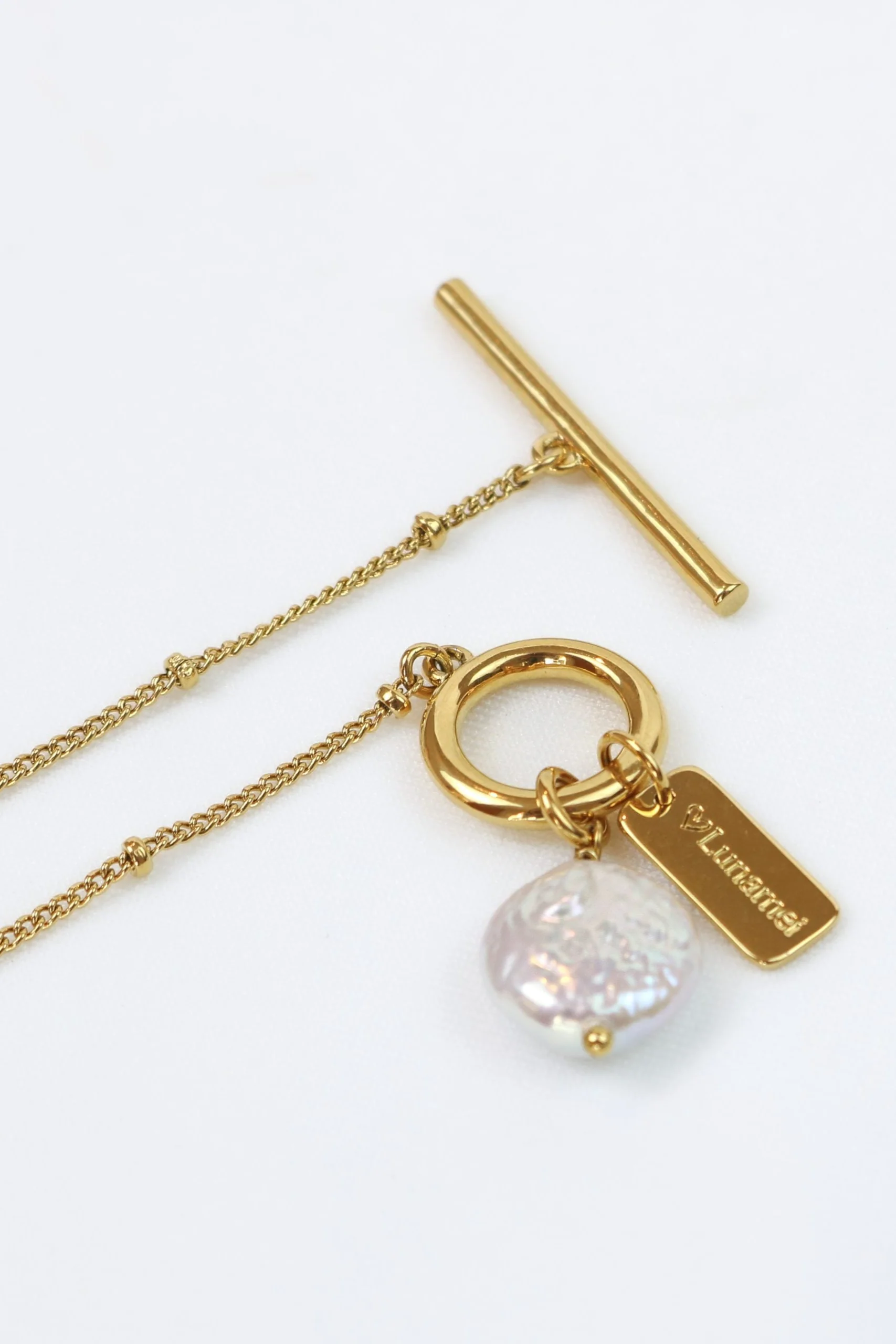 Balance Freshwater Pearl 18k Gold Plate Fob Necklace - Image 3