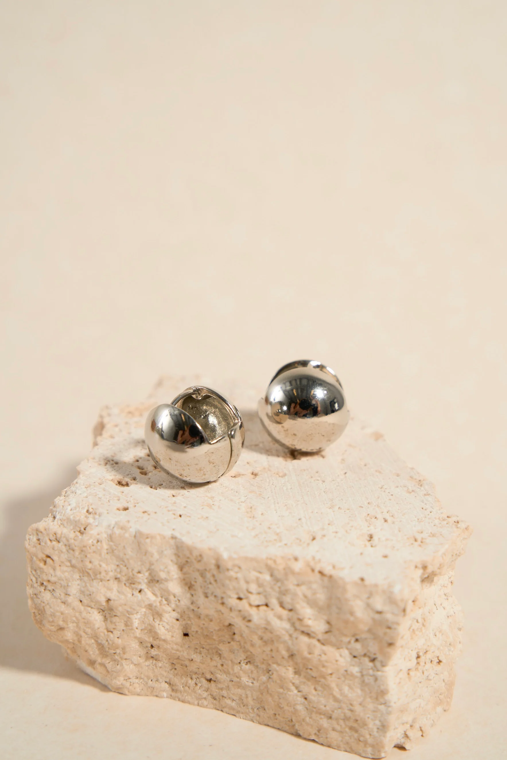 Ball EOL Rhodium Hoop Earrings - Image 2