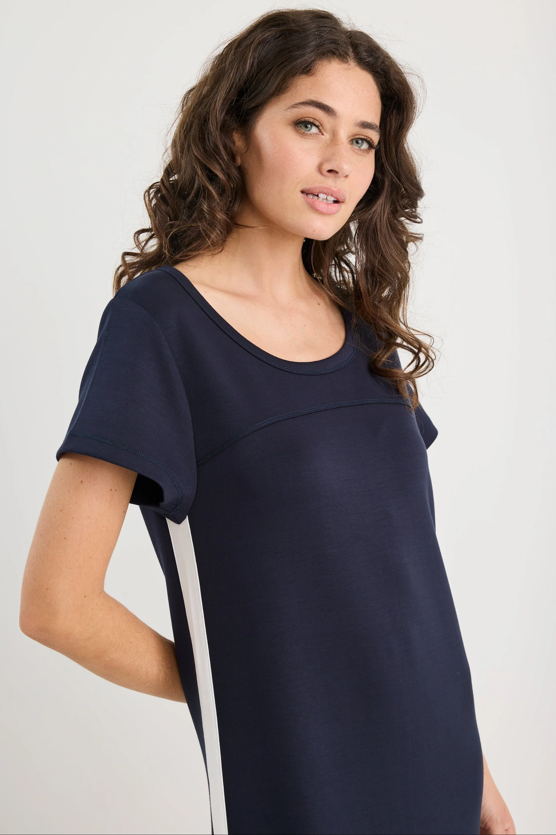 Ballad Ink Side Stripe Crew Neck Knit Maxi Dress - Image 2