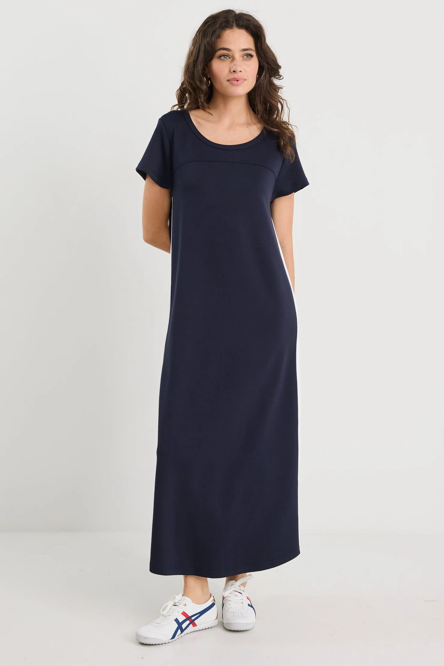Ballad Ink Side Stripe Crew Neck Knit Maxi Dress - Image 3