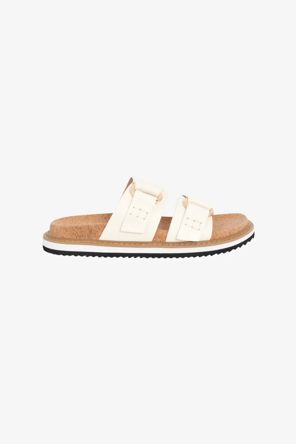 Bambi White Double Leather Strap Slide - Image 2
