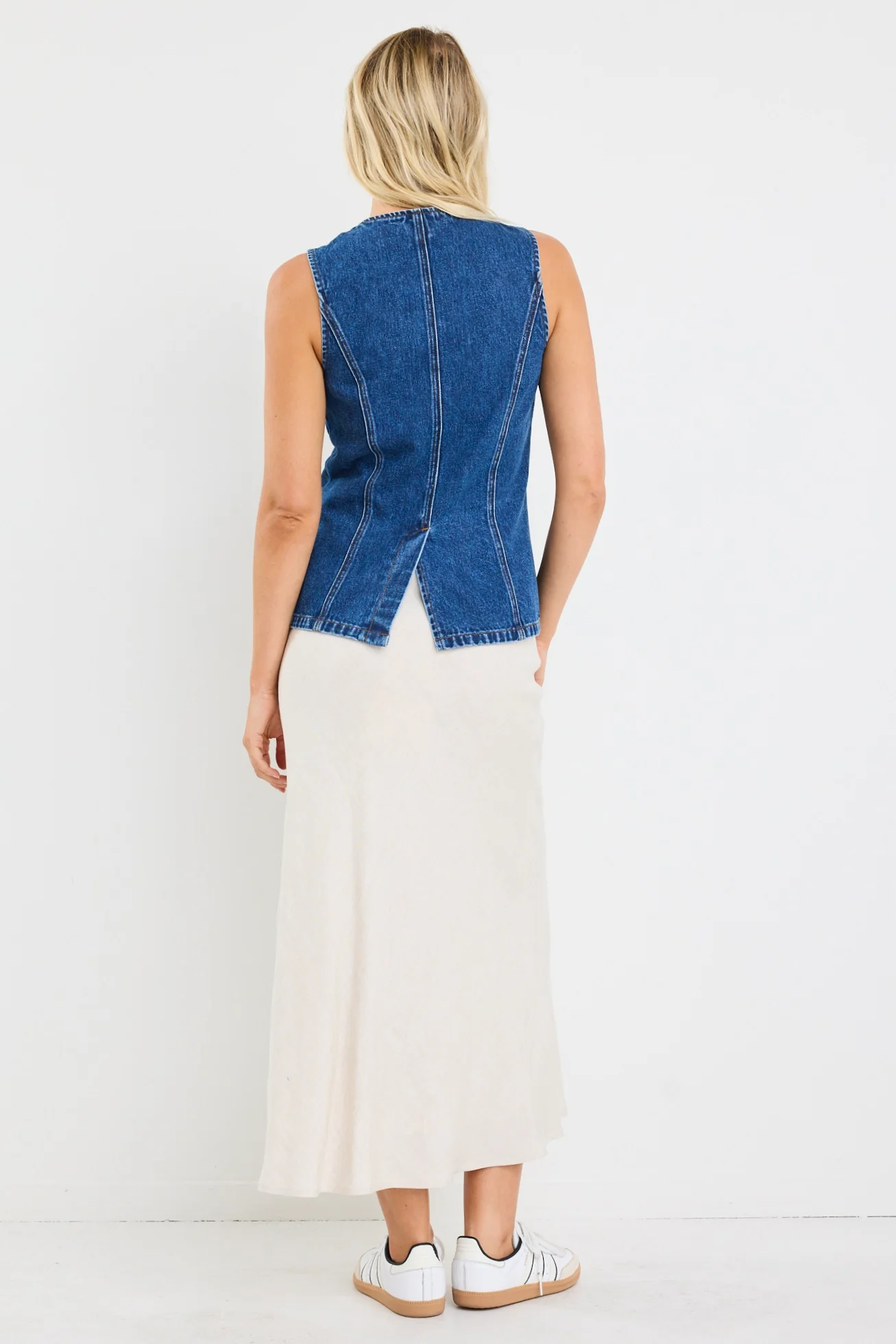 Baseline Marine Blue Denim Vest Top - Image 6