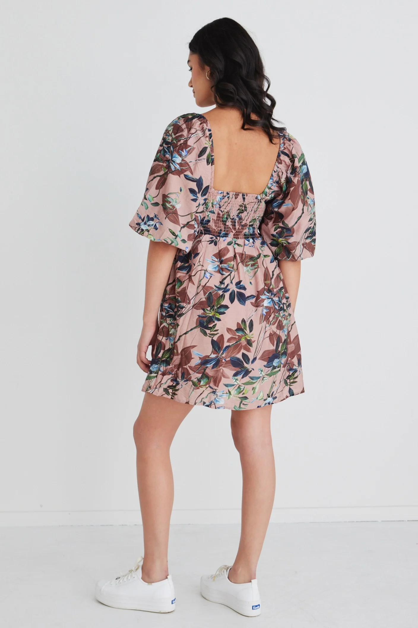 Bea Blush Paradise LS Rouched Empire Bodice Mini Dress - Image 4