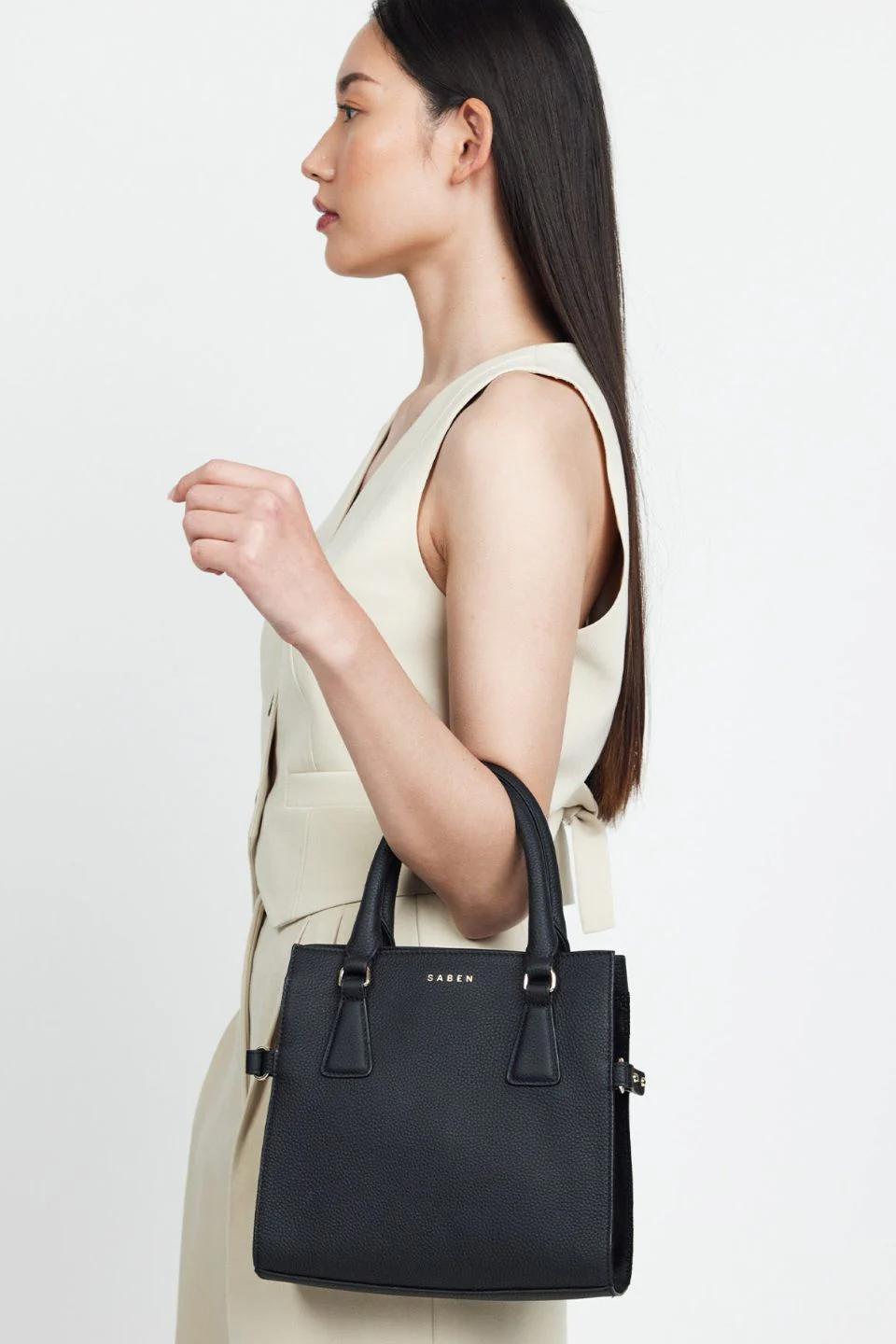 Beau Black Leather Crossbody Bag - Image 5