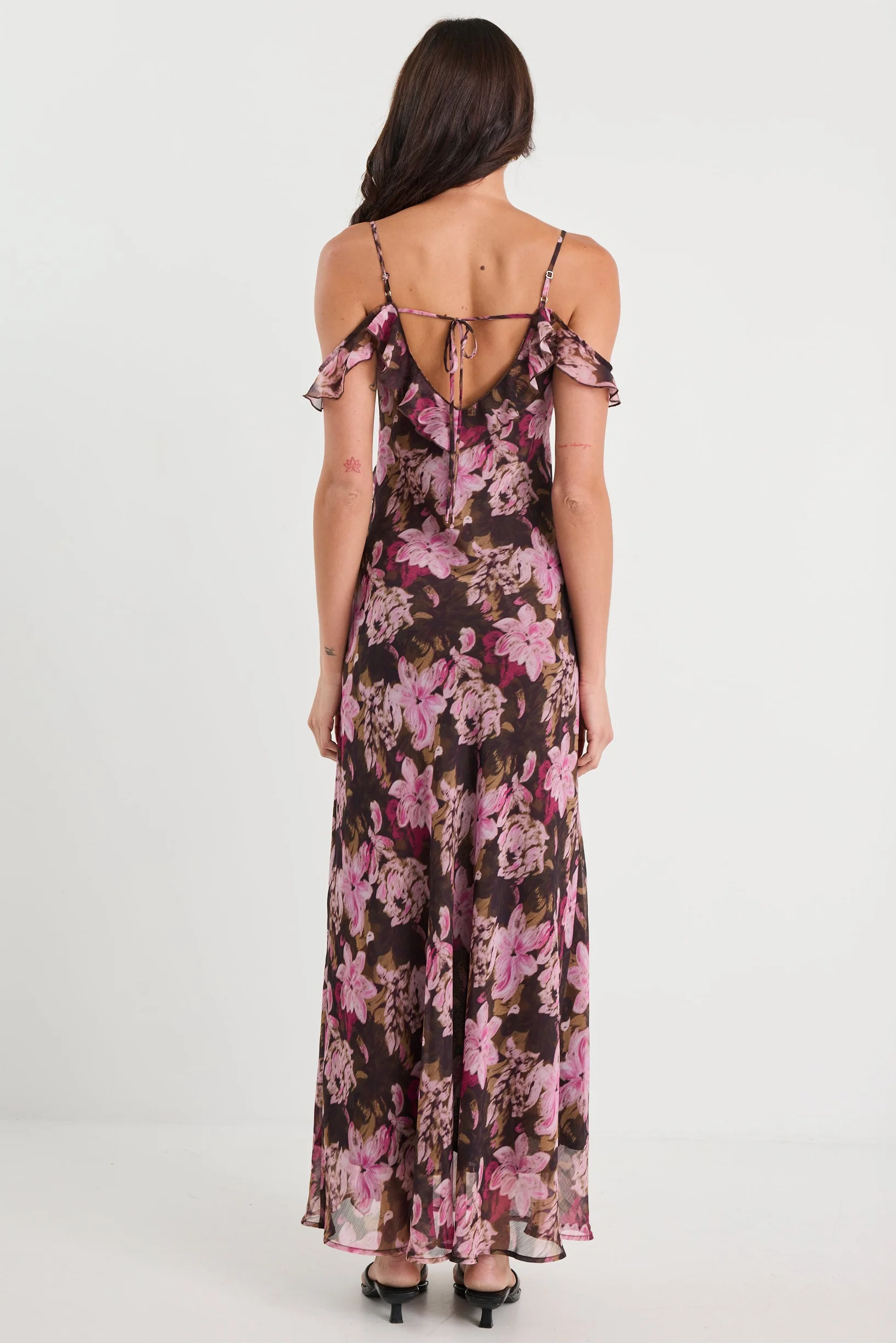 Belfast Blush Garden Bias Ruffle Slip Maxi Dress - Image 6