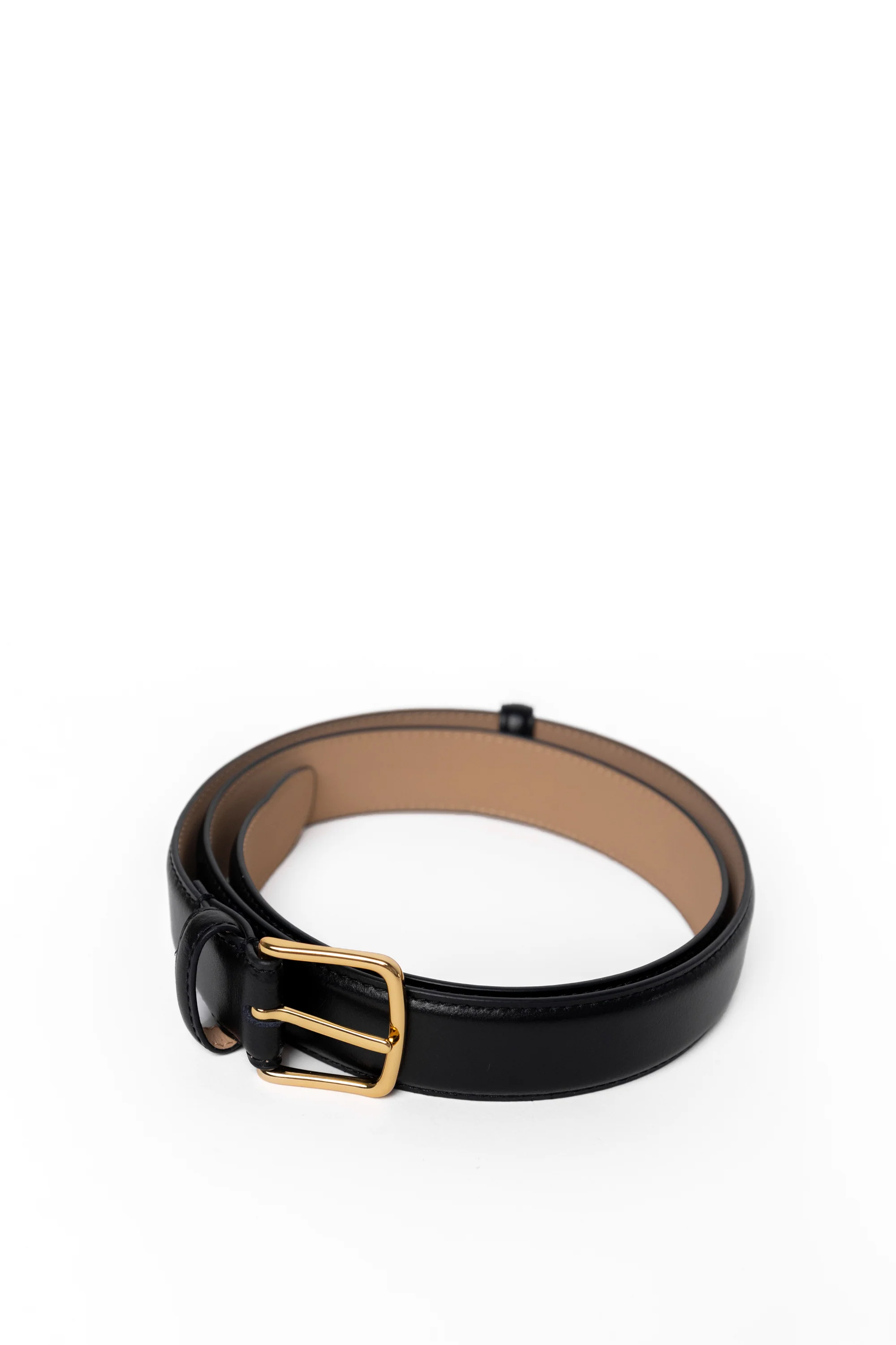 Belle Black Leather Gold Buckle Belt - Image 3