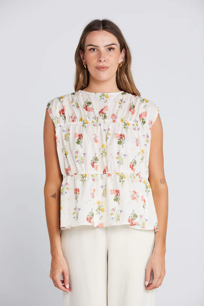 Belle Summer Haven Cream Floral Reversible Sleeveless Tie Top - Image 5
