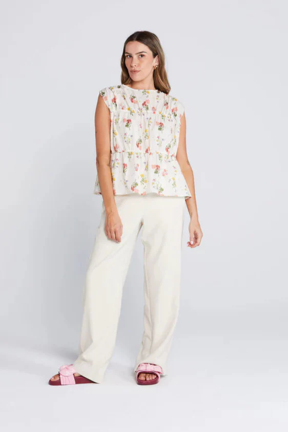 Belle Summer Haven Cream Floral Reversible Sleeveless Tie Top - Image 6
