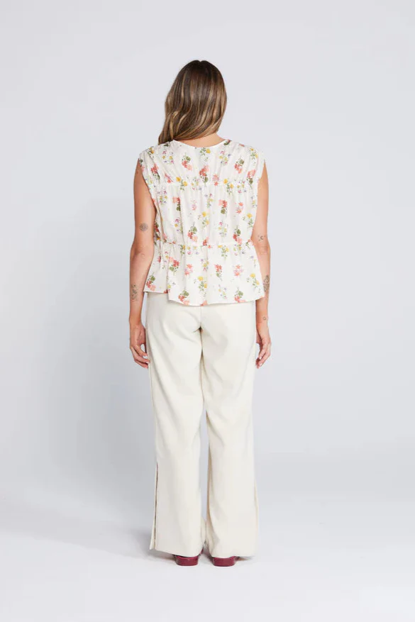 Belle Summer Haven Cream Floral Reversible Sleeveless Tie Top - Image 8