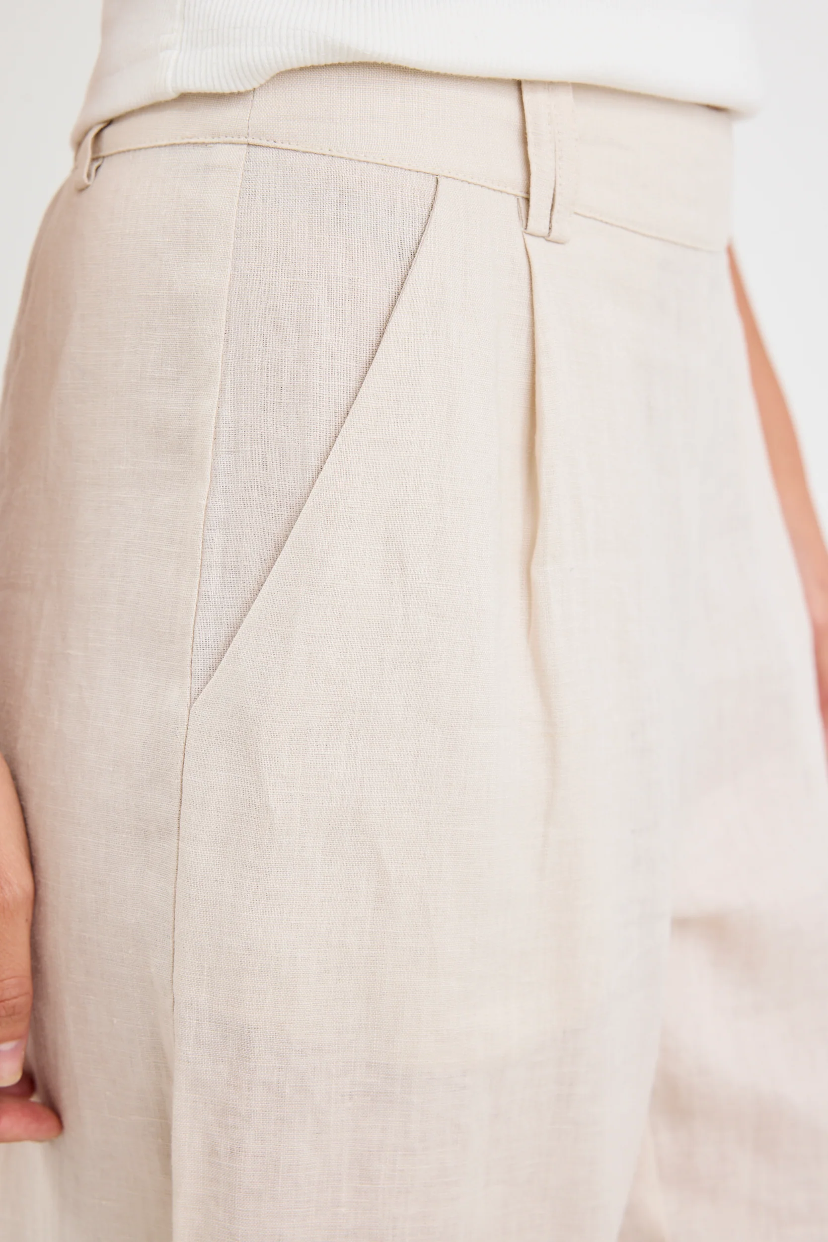 Bestow Pumice Linen Elastic Back Wide Leg Pants - Image 5