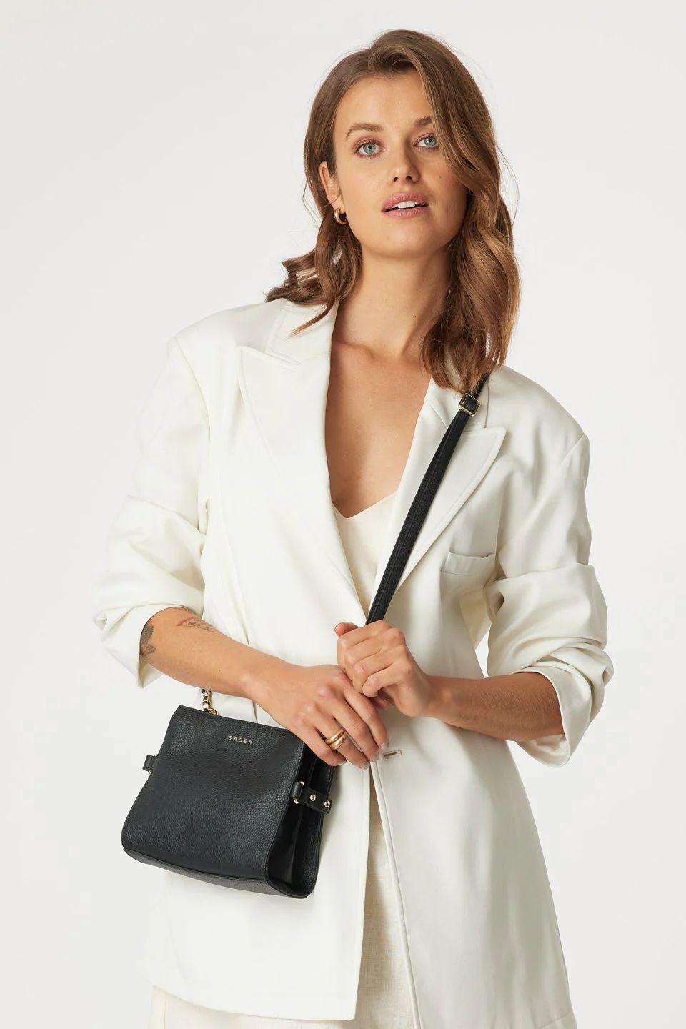 Birdie Black Mini Top Handle Square Crossbody Bag - Image 3