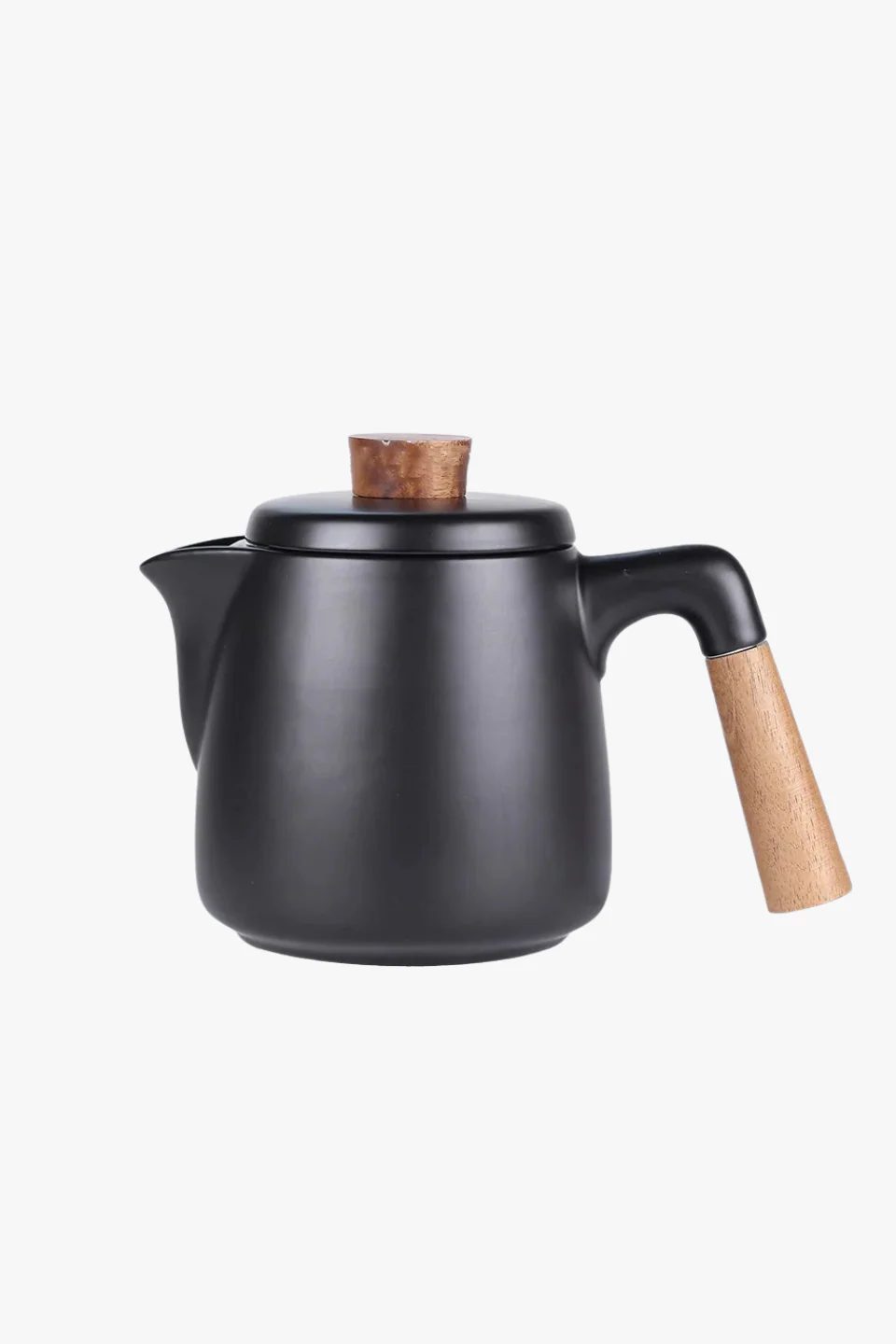 Black with Wooden Handle Teapot