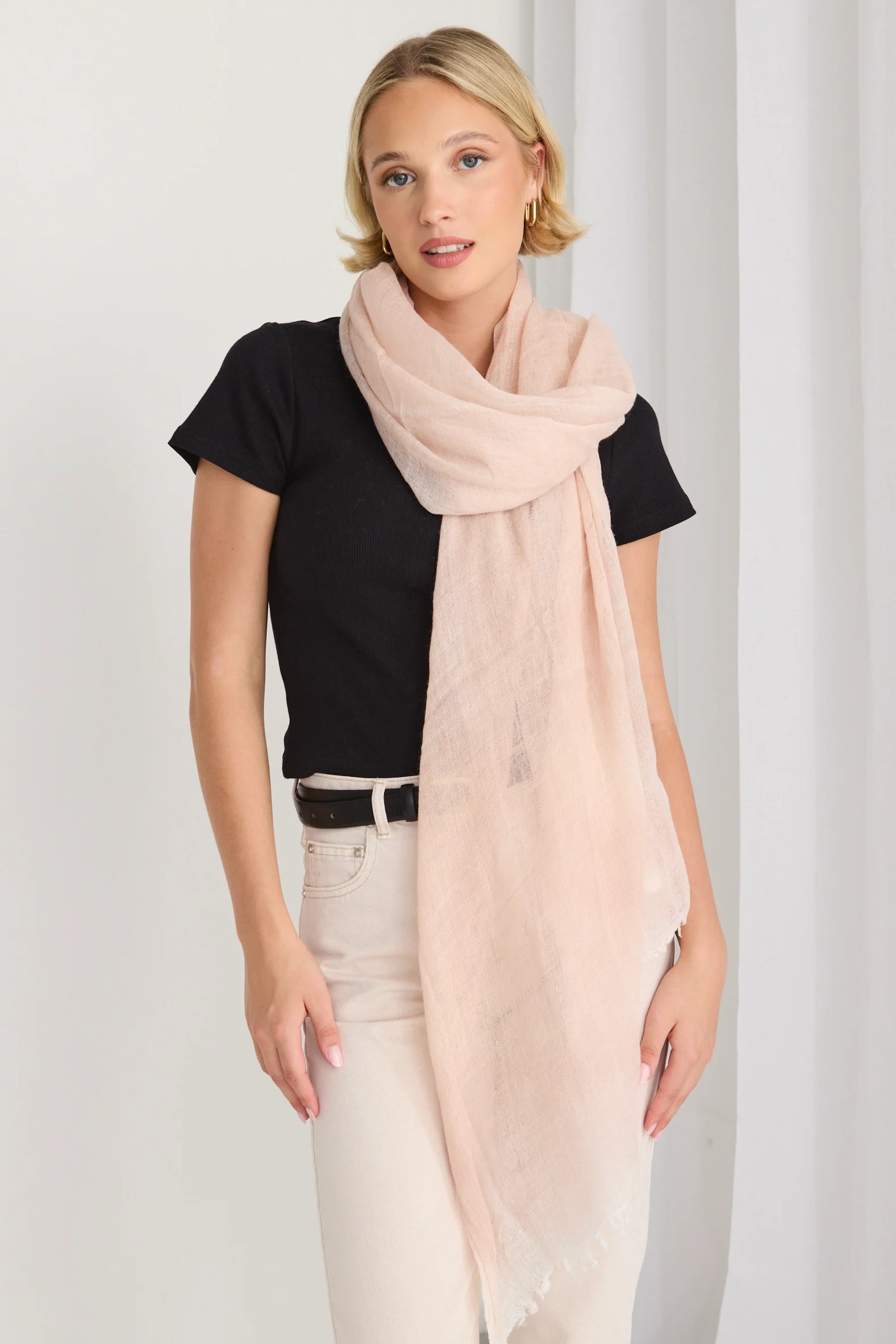 Blush Wool Blend Light Scarf - Image 2