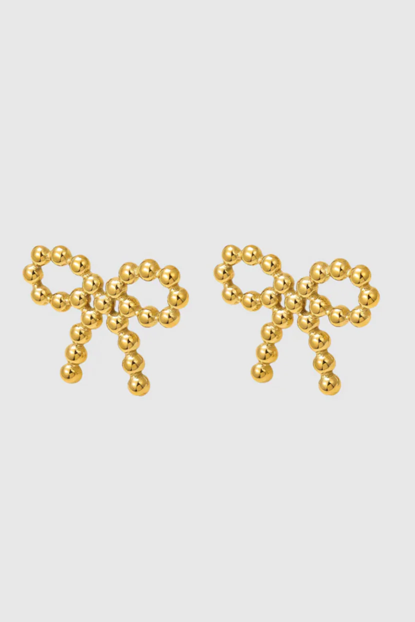Bobbly Bow Gold Plated EOL Stud Earring