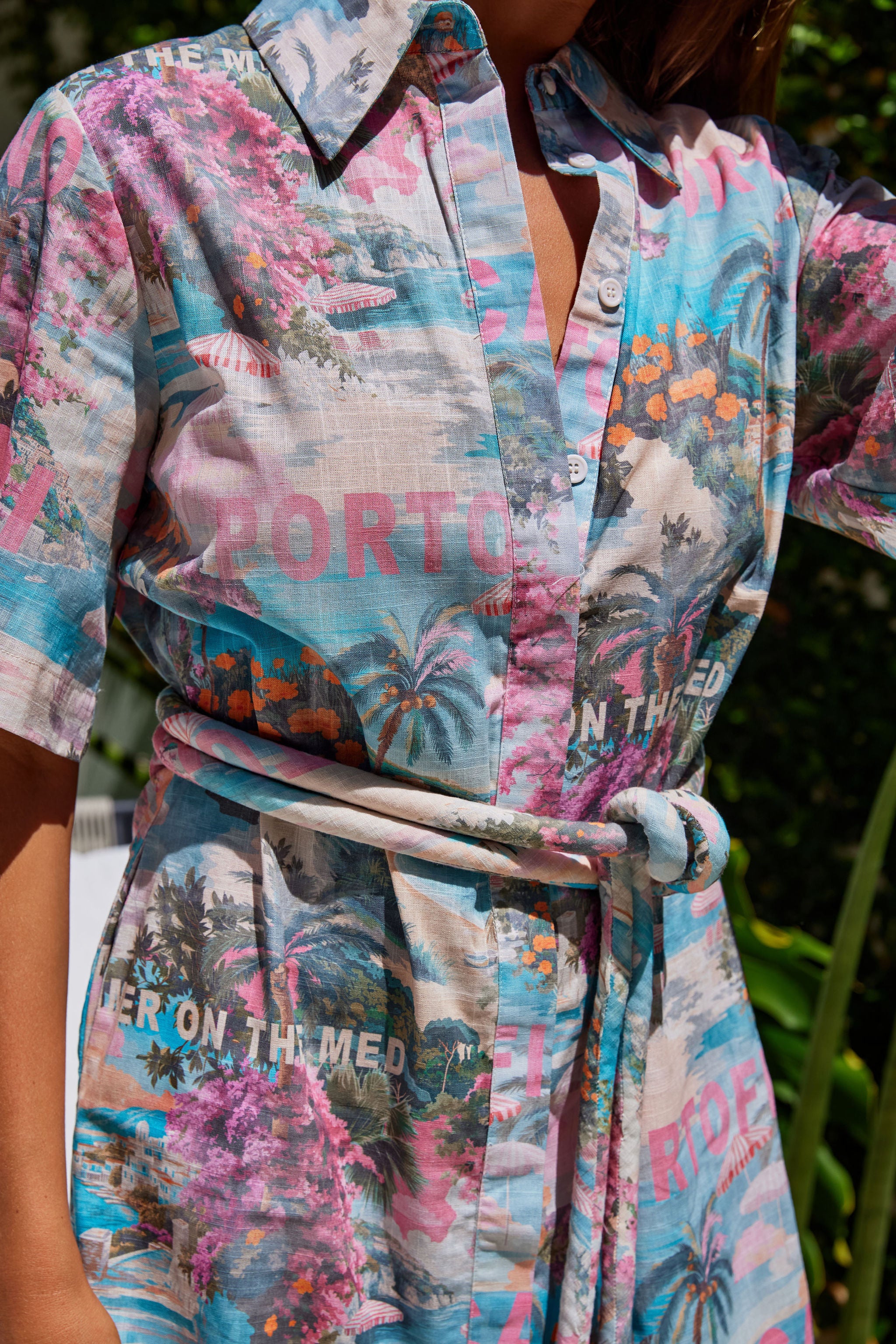 Bora Bora Pink Summer On The Med SS Mini Shirt Dress - Image 3