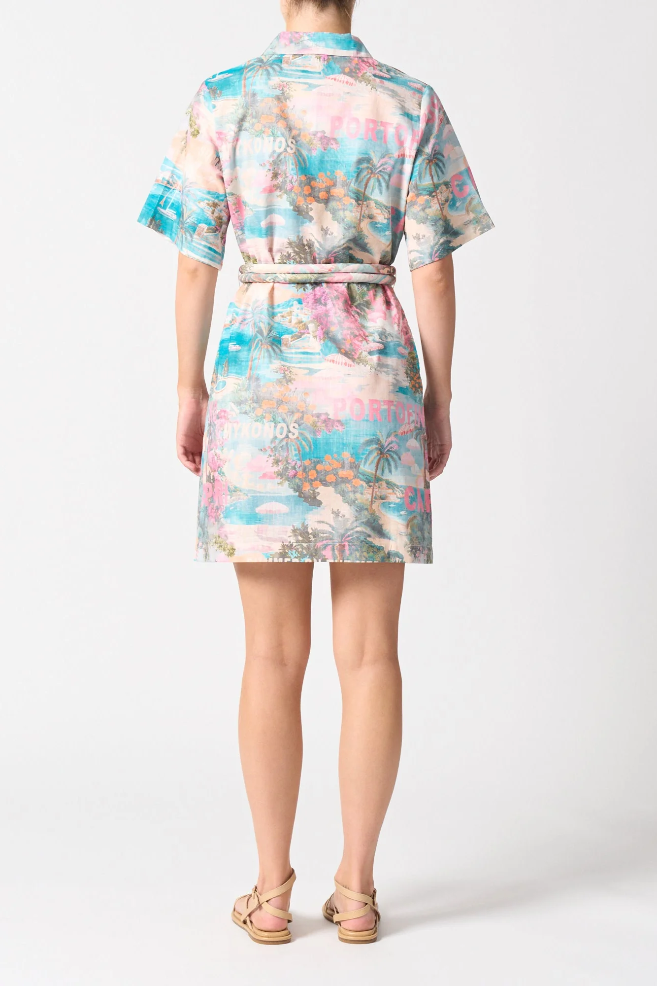 Bora Bora Pink Summer On The Med SS Mini Shirt Dress - Image 6