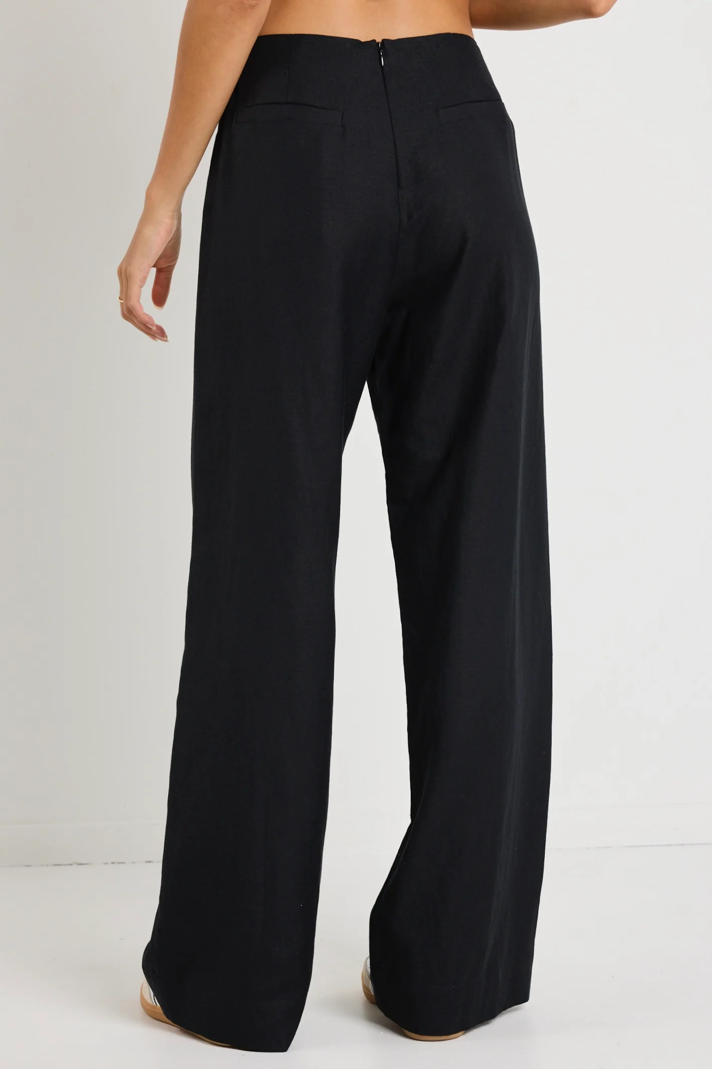 Boulevard Black Linen Viscose Wide Leg Pants - Image 6