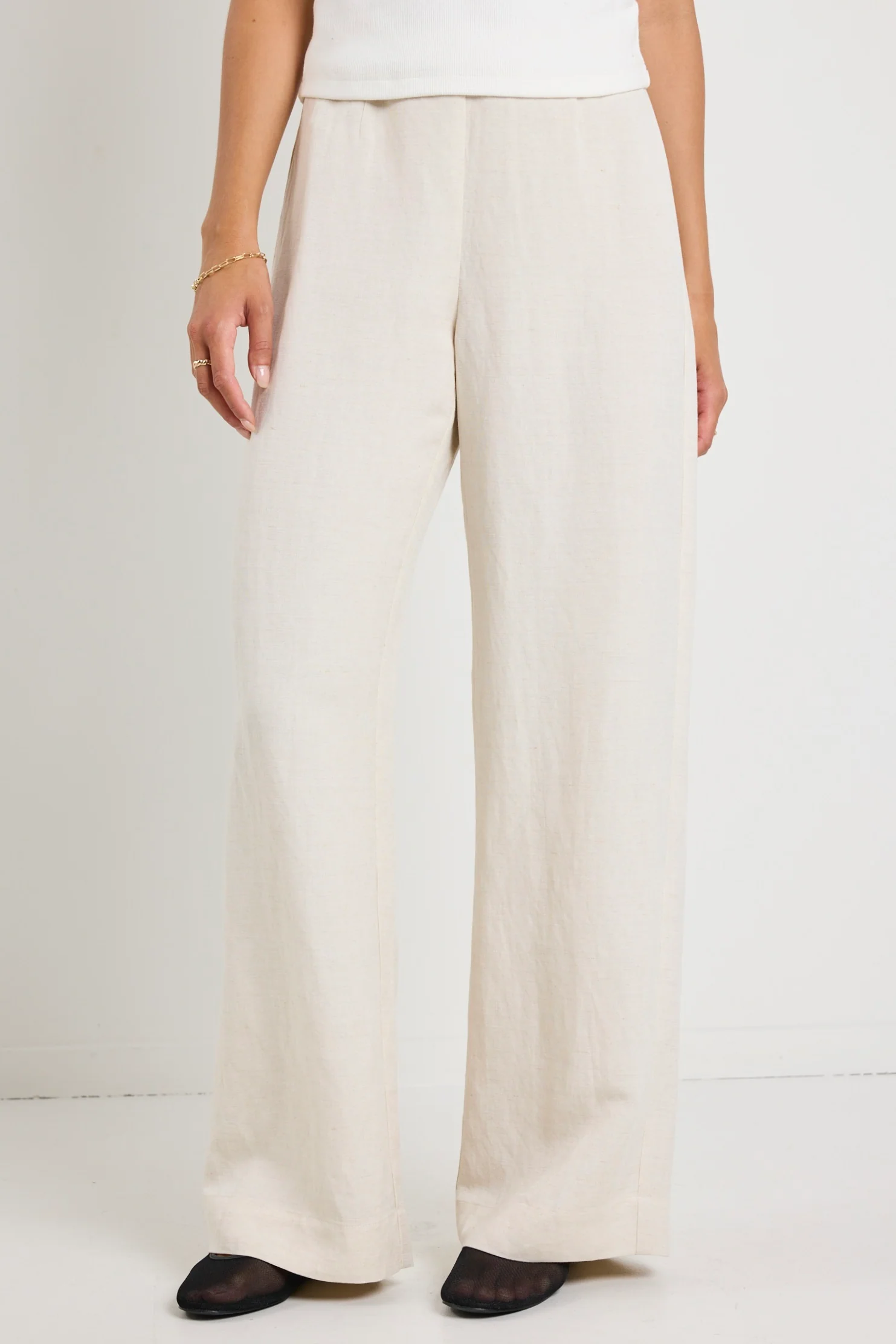 Boulevard Natural Linen Viscose Wide Leg Pants - Image 2