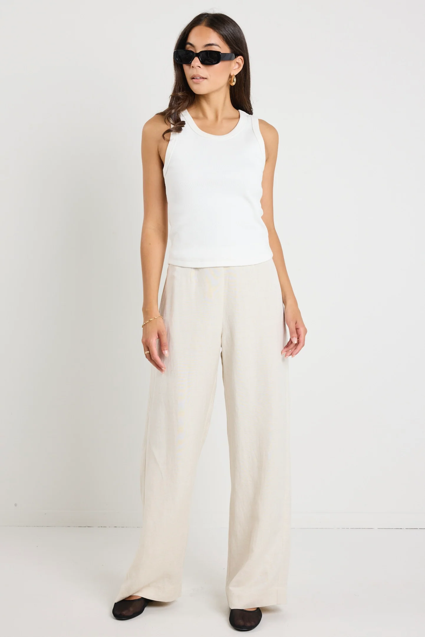 Boulevard Natural Linen Viscose Wide Leg Pants - Image 3