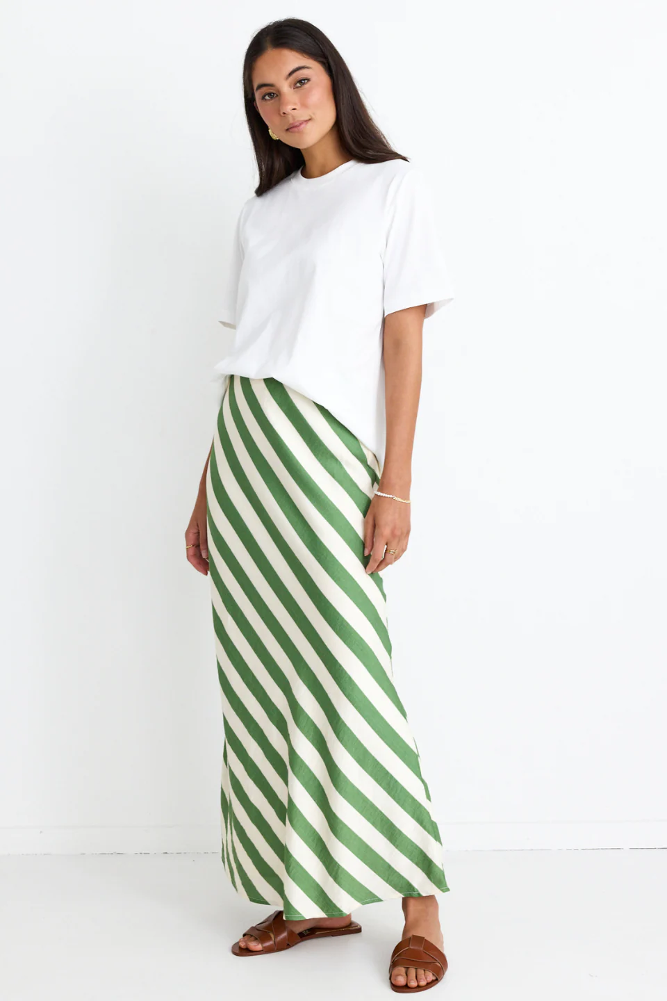 Breathe Apple Stripe Bias Maxi Skirt - Image 2