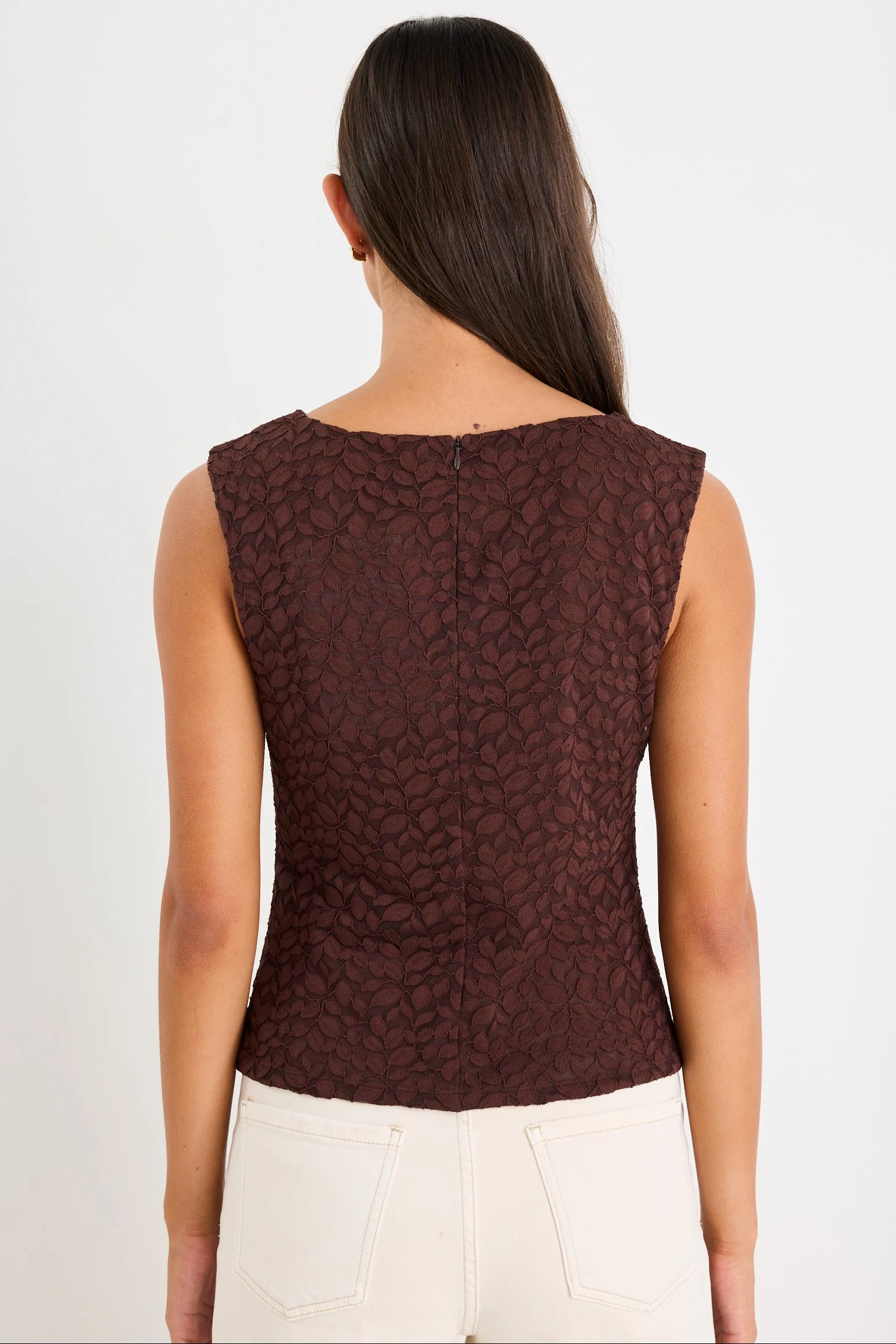 Breathless Chocolate Lace Sleeveless Top - Image 6