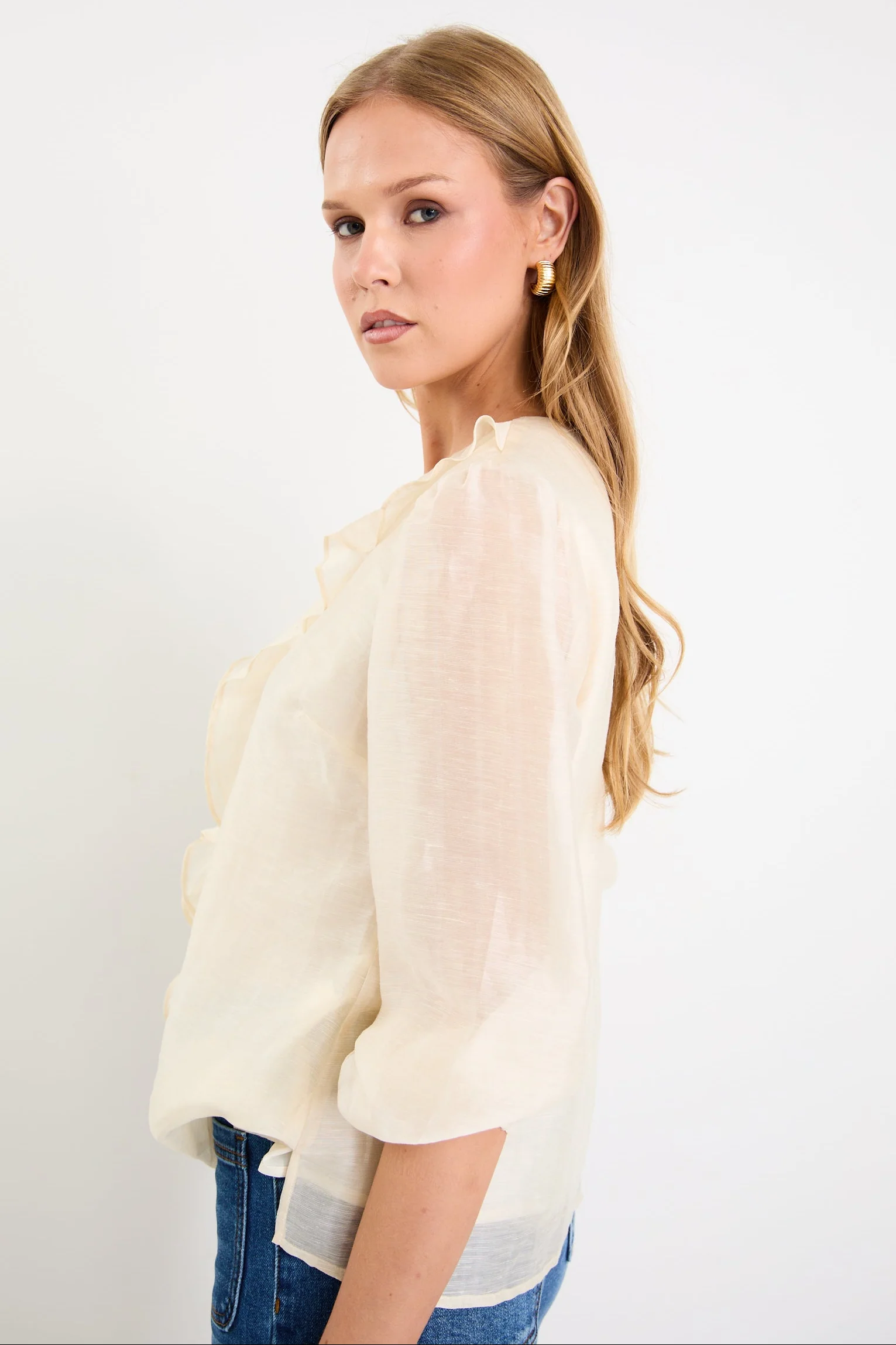Breeze Ivory Frill Front LS Top - Image 3