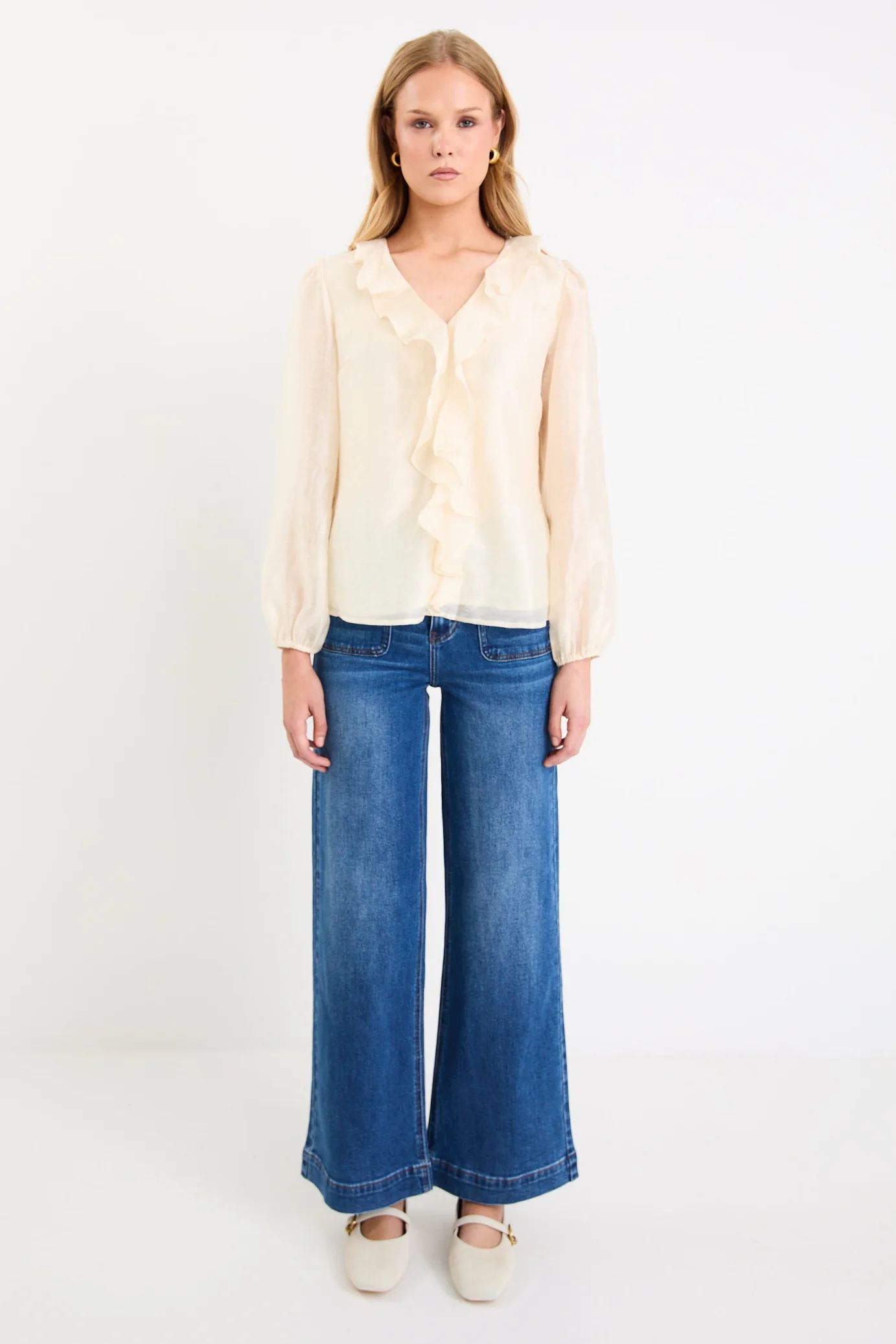 Breeze Ivory Frill Front LS Top - Image 5