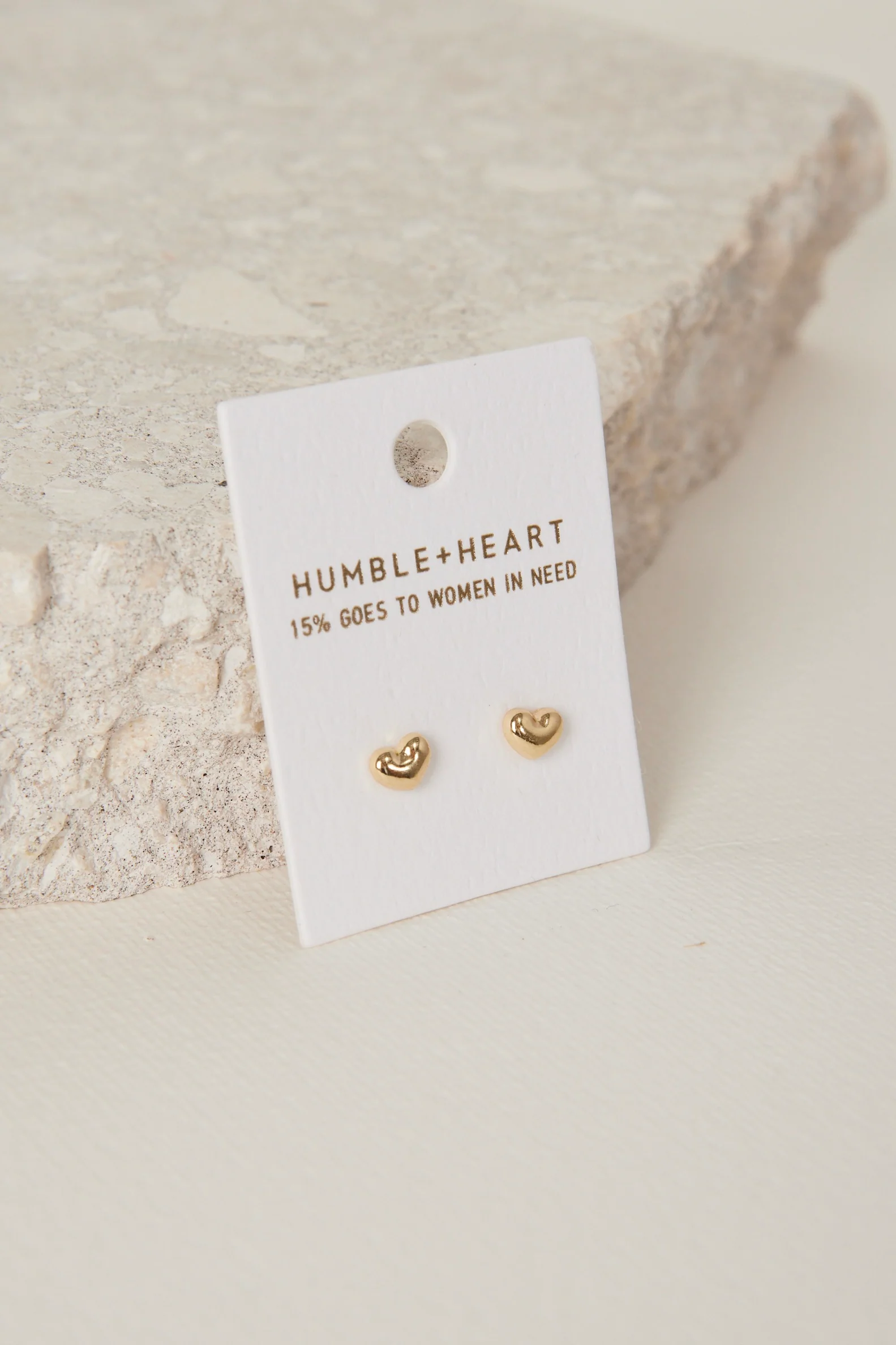 Bubble Heart EOL Stud Gold  Earrings - Image 2