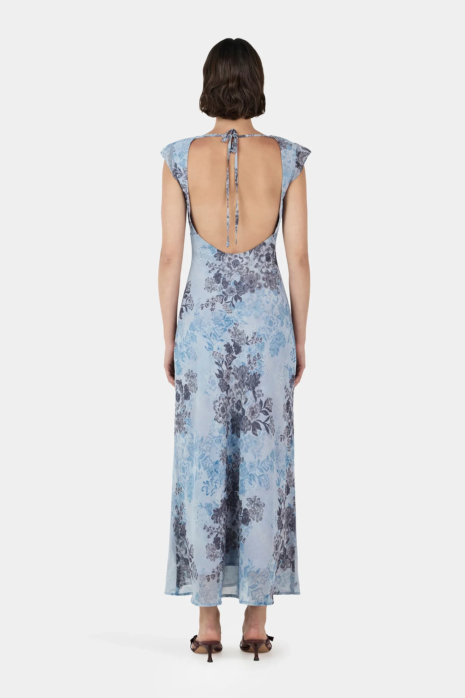 Cabello Blue Jasmine Low Back SS Midi Dress - Image 4