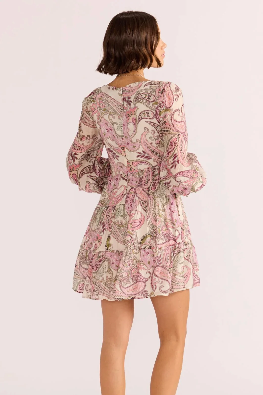 Cadence Pink Paisley Babydoll Mini Dress - Image 4