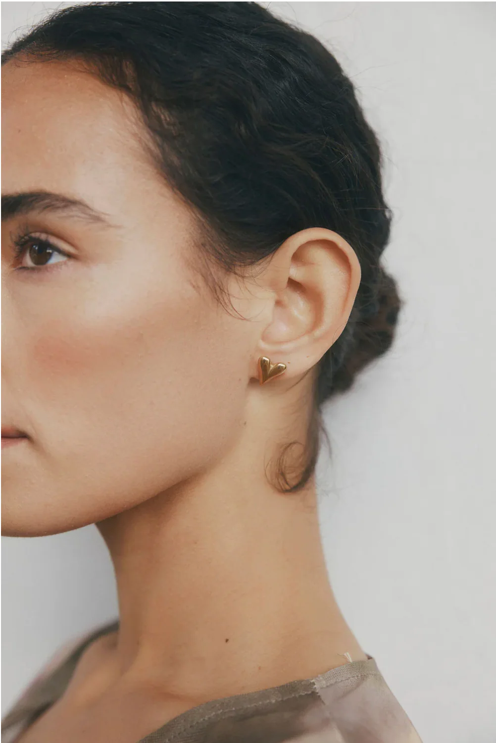 Camilla Heart Gold Plated Stud Earring - Image 2