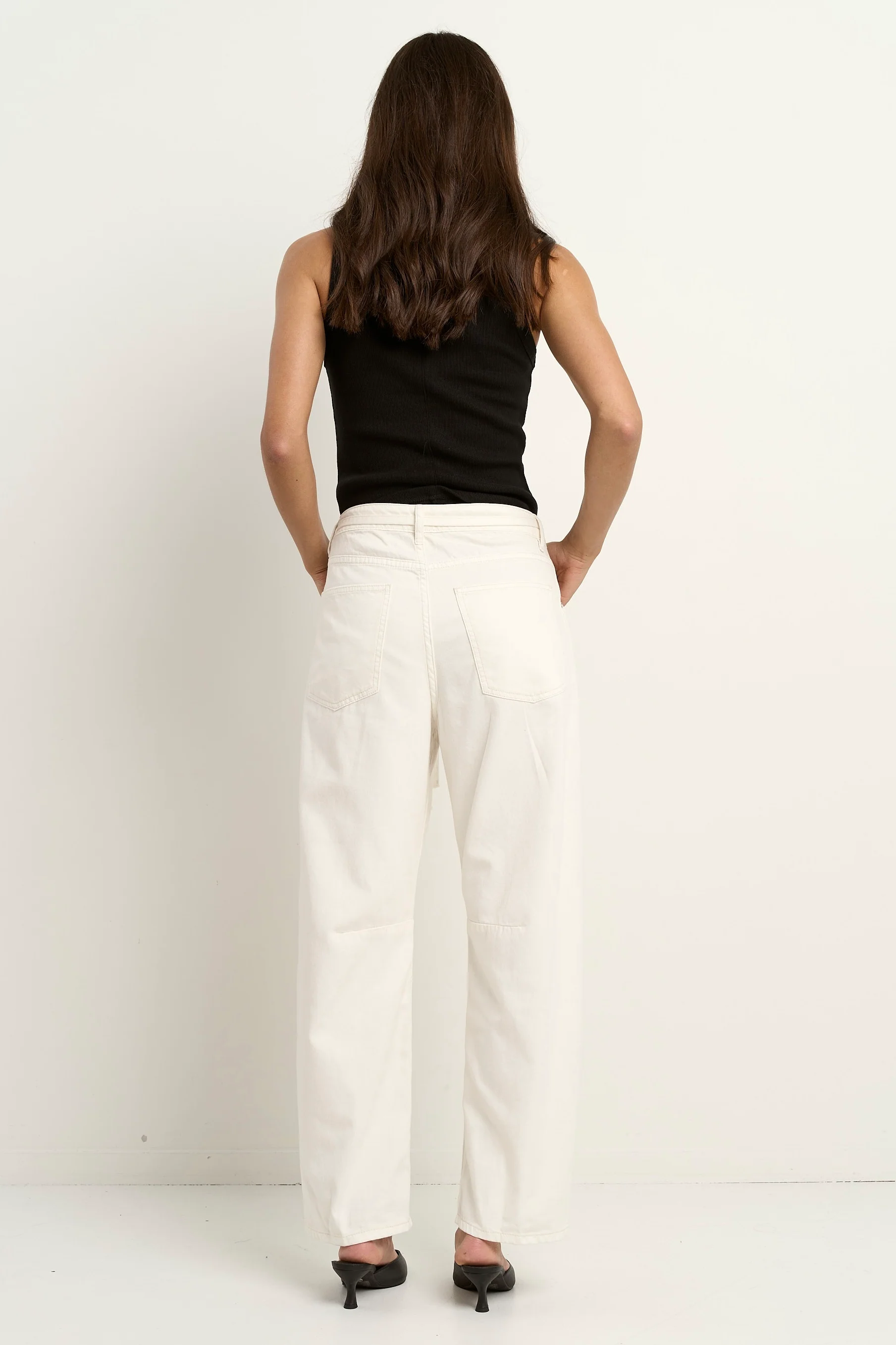 Campus Ecru Tie Waist Barrel Jeans - Image 6