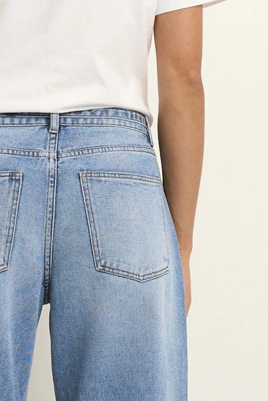 Campus Light Blue Tie Waist Barrel Jeans - Image 7