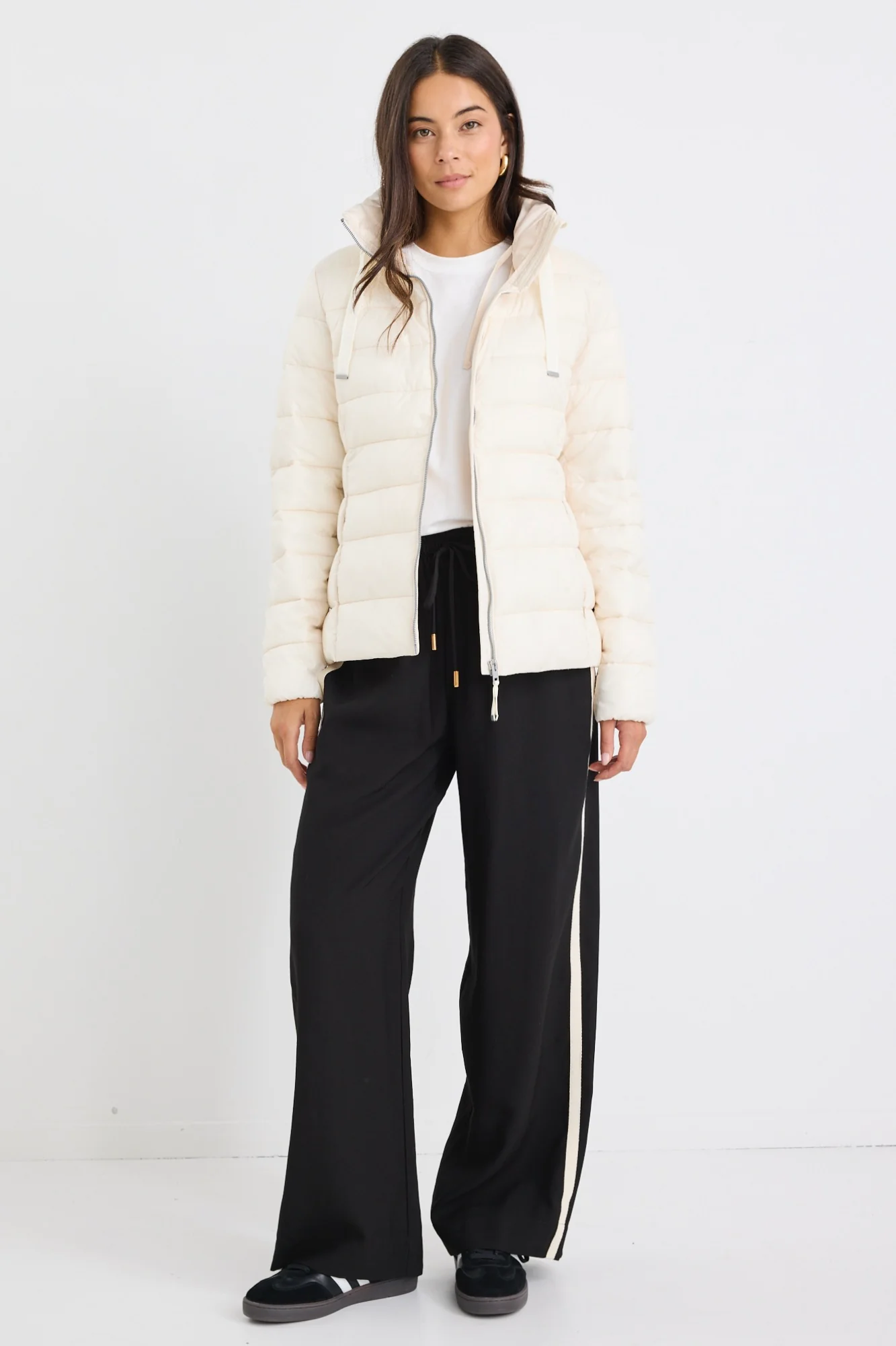 Caption Ecru Slimline Drawcord Puffer Jacket - Image 3