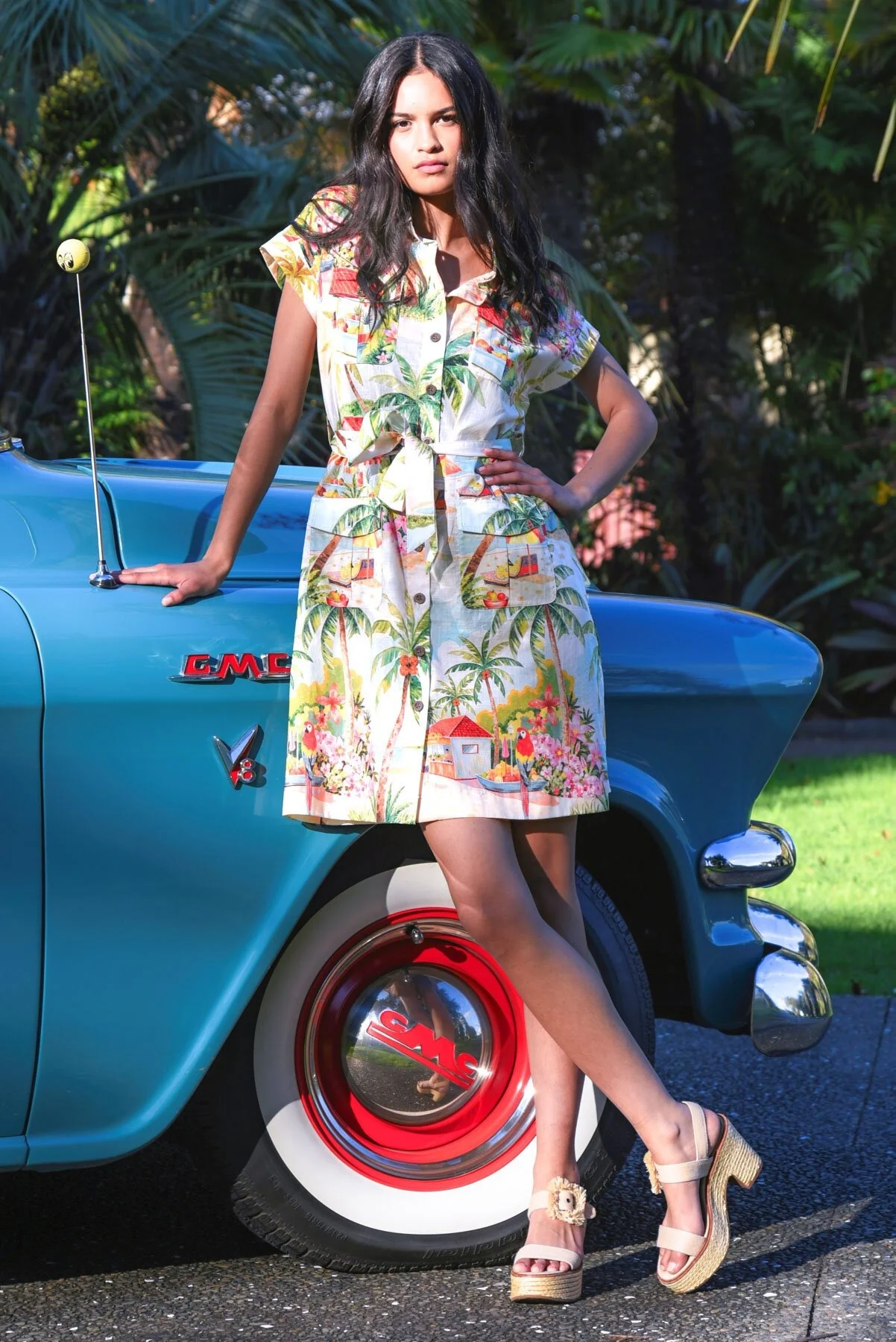 Cargo-On Palm Beach Natural SS Mini Shirt Dress