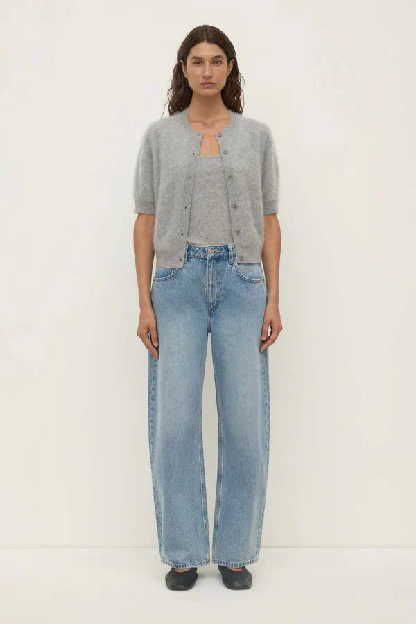 Carina Grey Marle Wool Short Sleeve Cardigan - Image 4