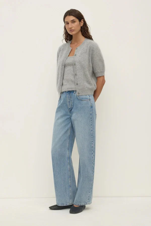 Carina Grey Marle Wool Short Sleeve Cardigan - Image 5