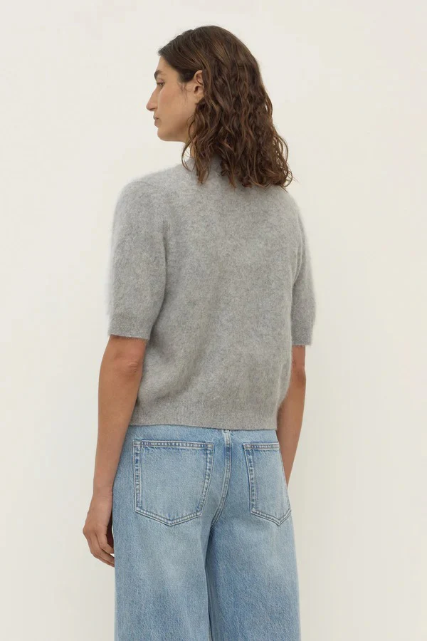 Carina Grey Marle Wool Short Sleeve Cardigan - Image 6
