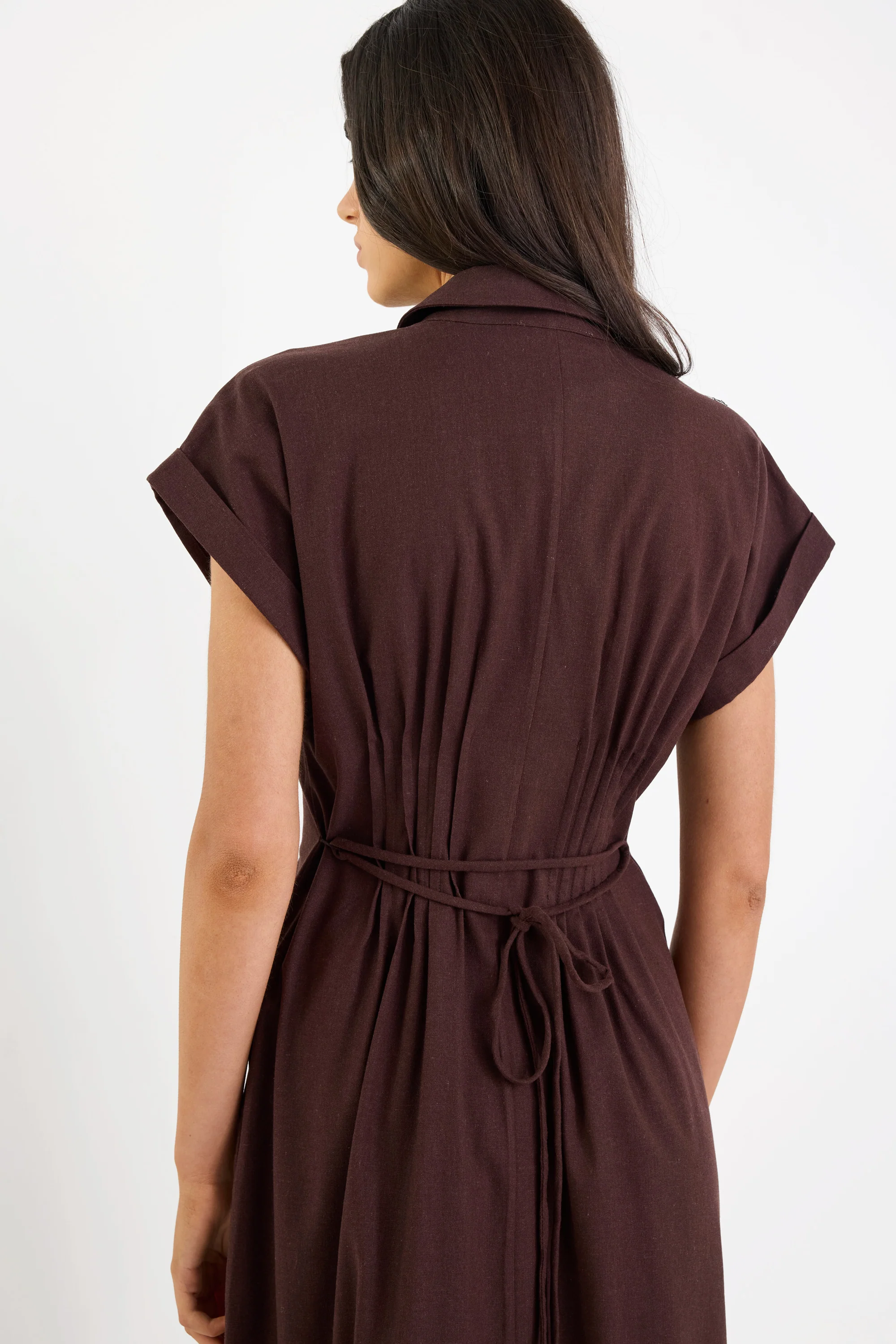 Carriage Chocolate Sleeveless Pintuck Midi Shirt Dress - Image 5