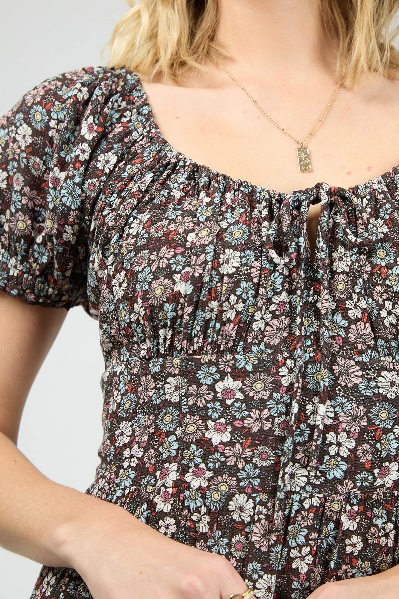 Carrie Deep Purple Floral Puff Sleeve Maxi Dress - Image 5