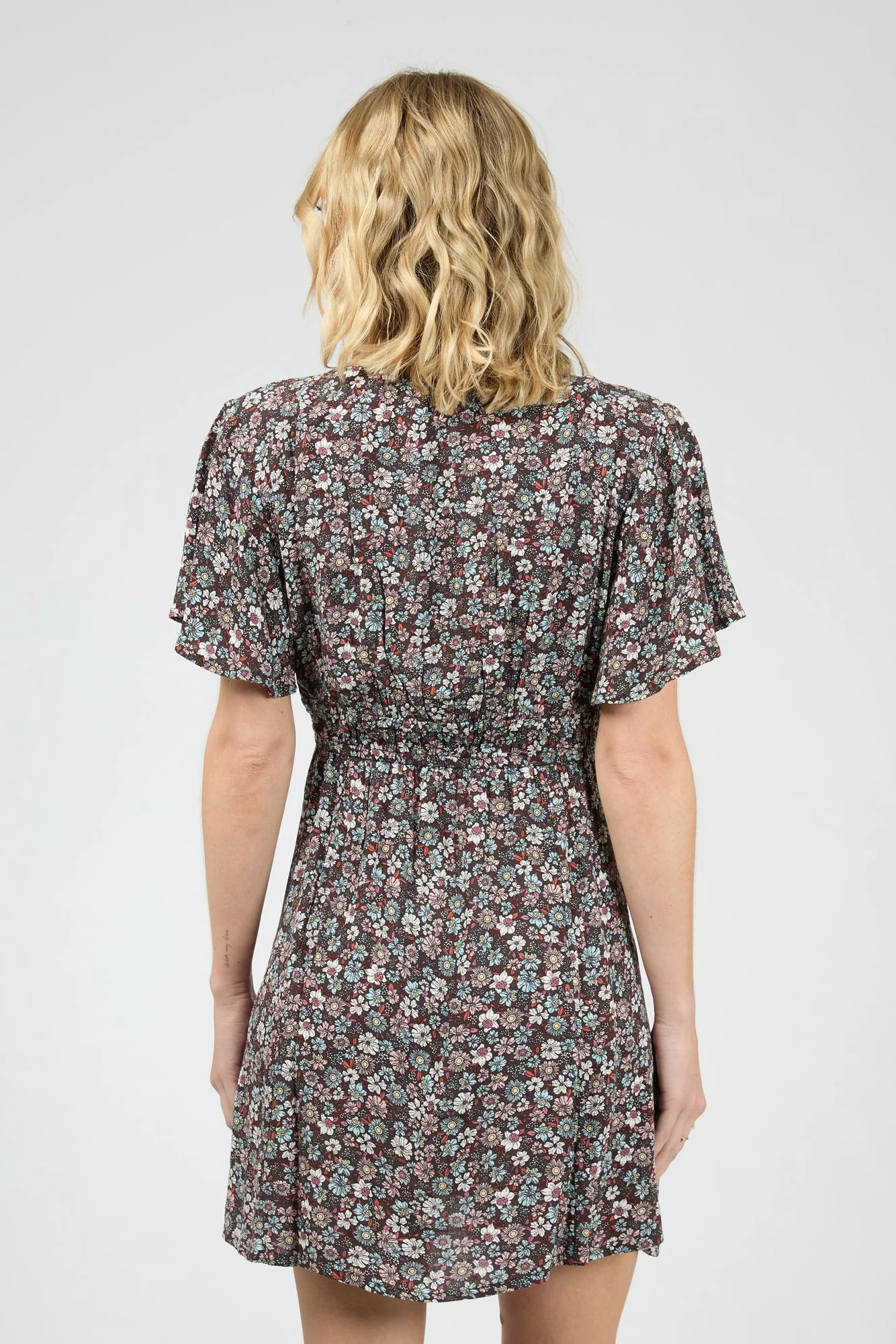Carrie Deep Purple Floral SS Mini Dress - Image 4