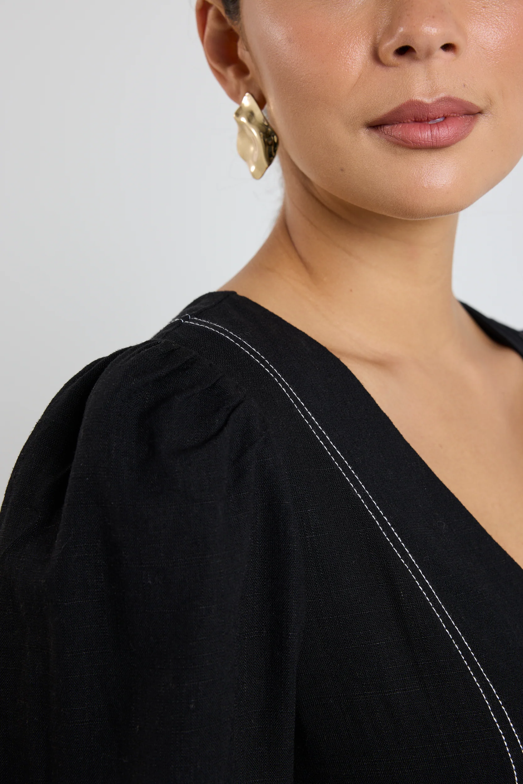 Case Black LS Contrast Stitch Midi Dress - Image 3