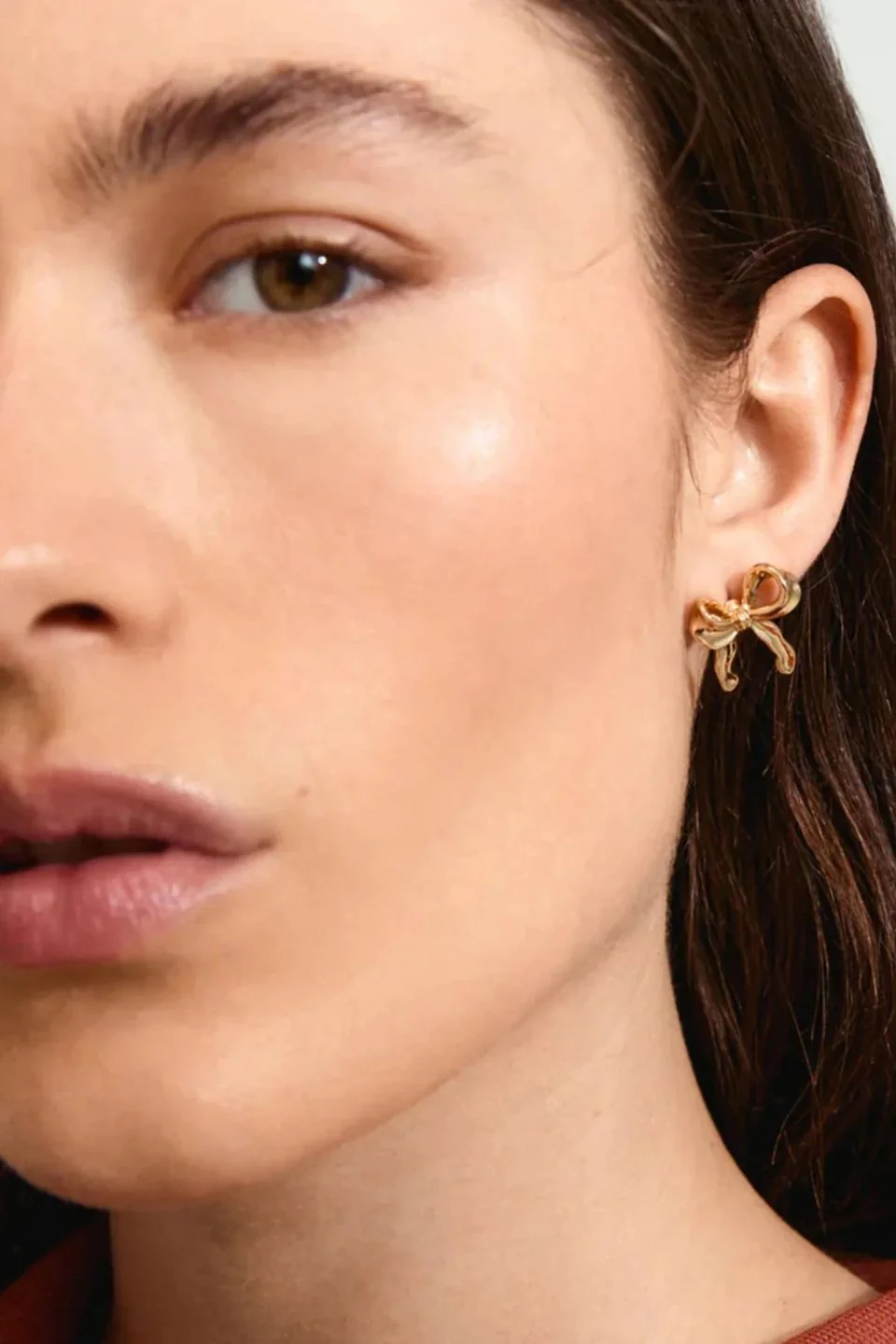 Cassian Recycled Gold Plated Bow Stud Earrings - Image 2