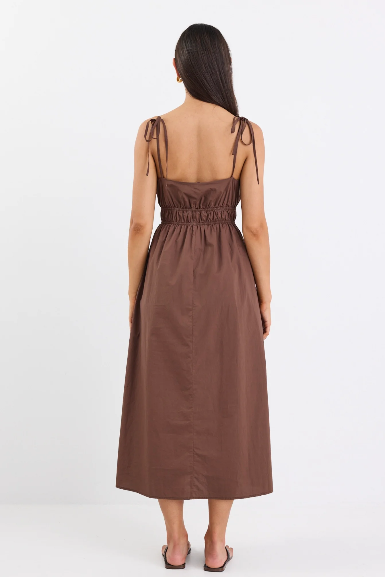 Cast Chocolate Cotton Strappy Midi Dress - Image 6