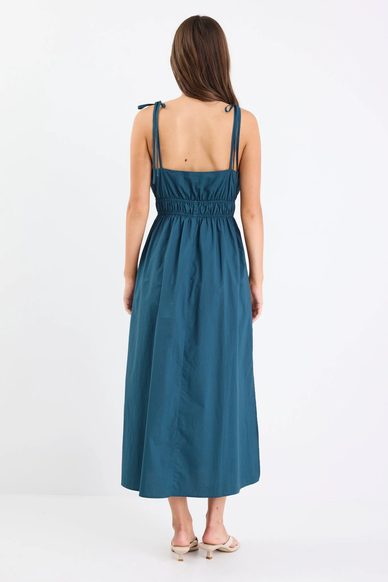 Cast Petrol Cotton Strappy Midi Dress - Image 5