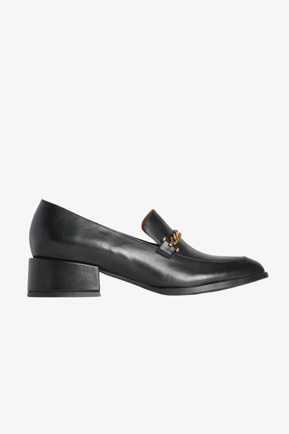 Castella Black Leather Gold Chain Loafer - Image 6