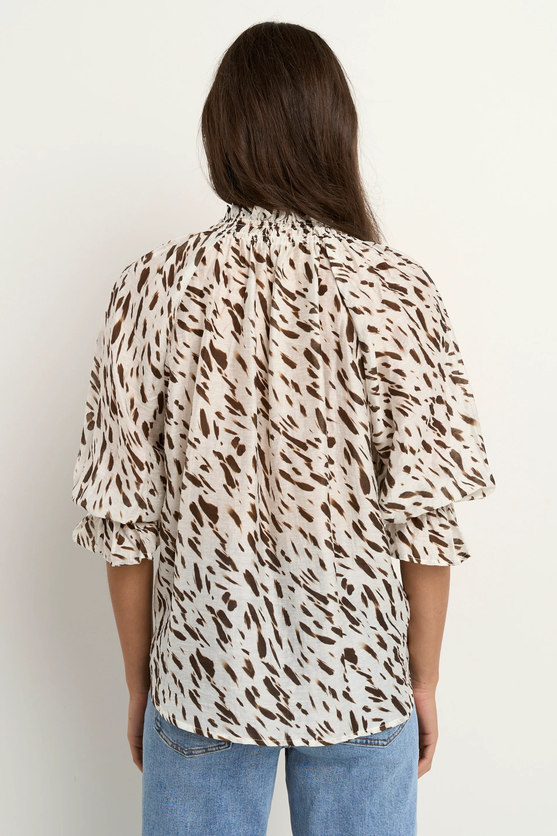 Certainty White Chocolate Animal Shirred Neck SS Top - Image 5