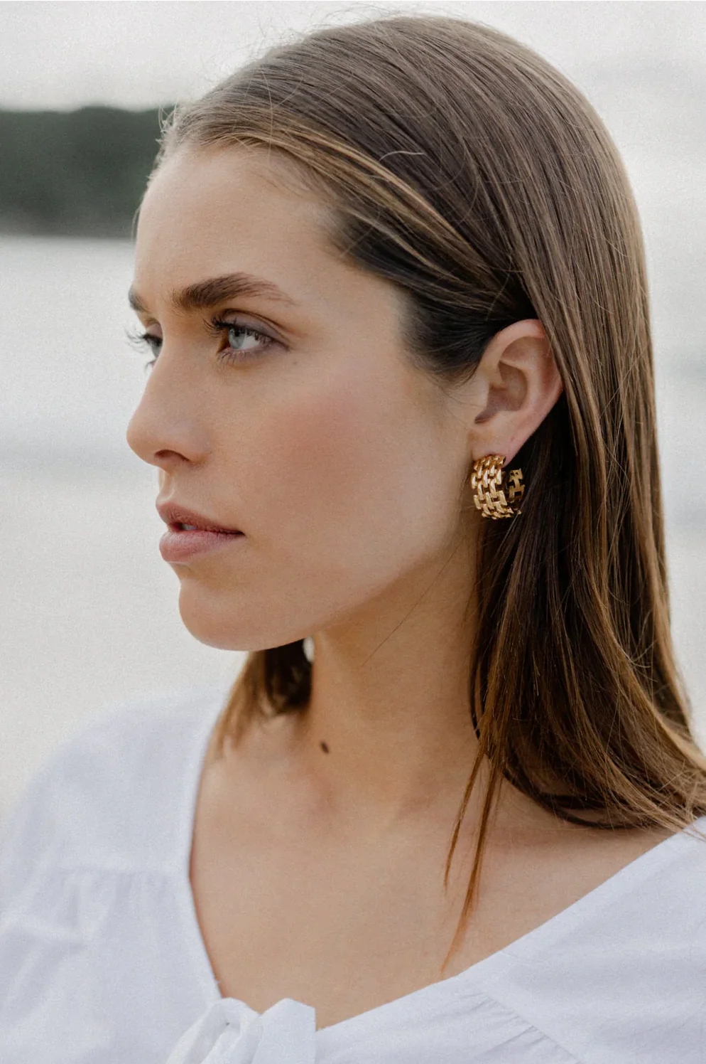 Chain Gold Plated Hoop Earring - Image 2