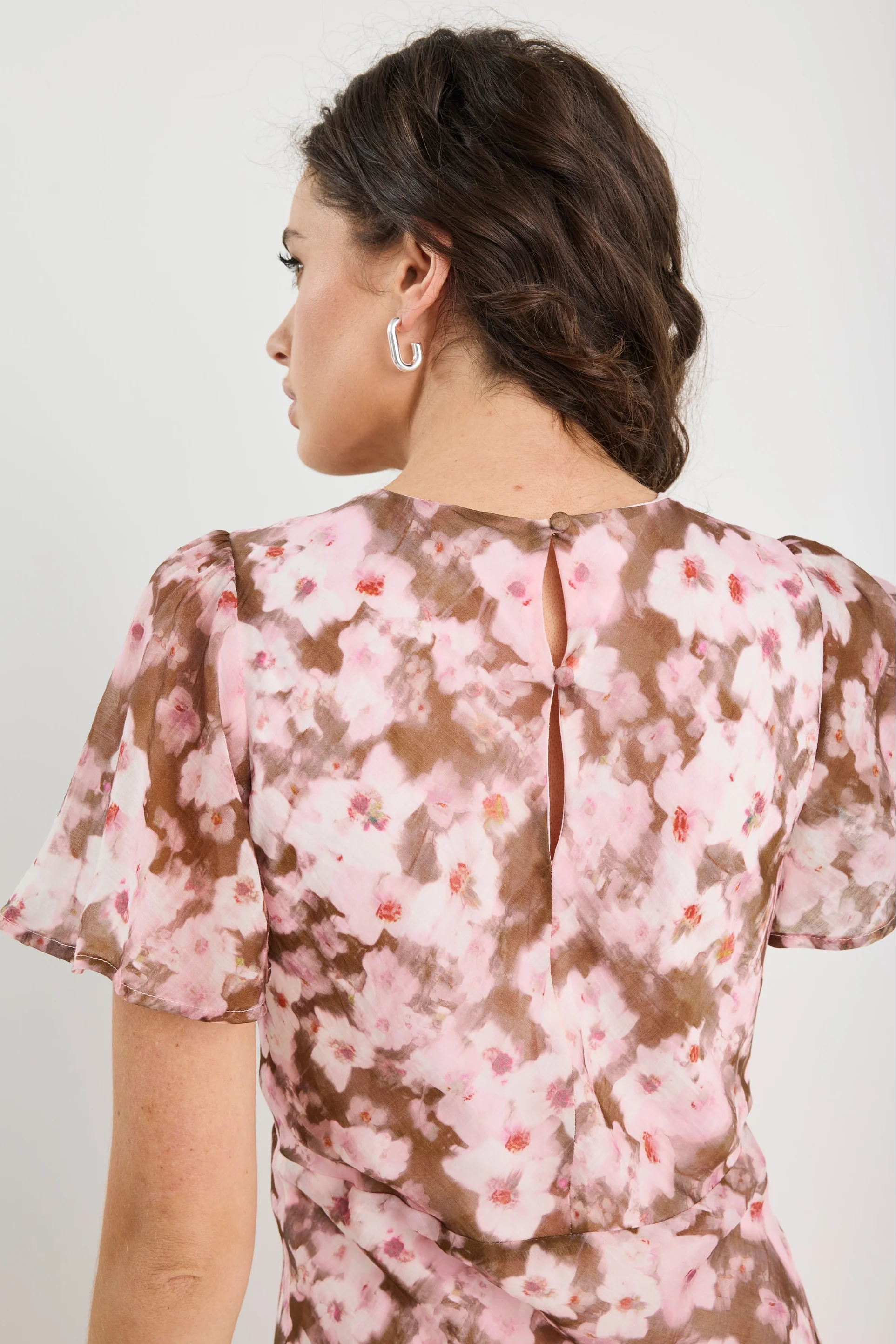 Chariot Blush Chocolate Floral Bias Flared Maxi Dress - Image 5