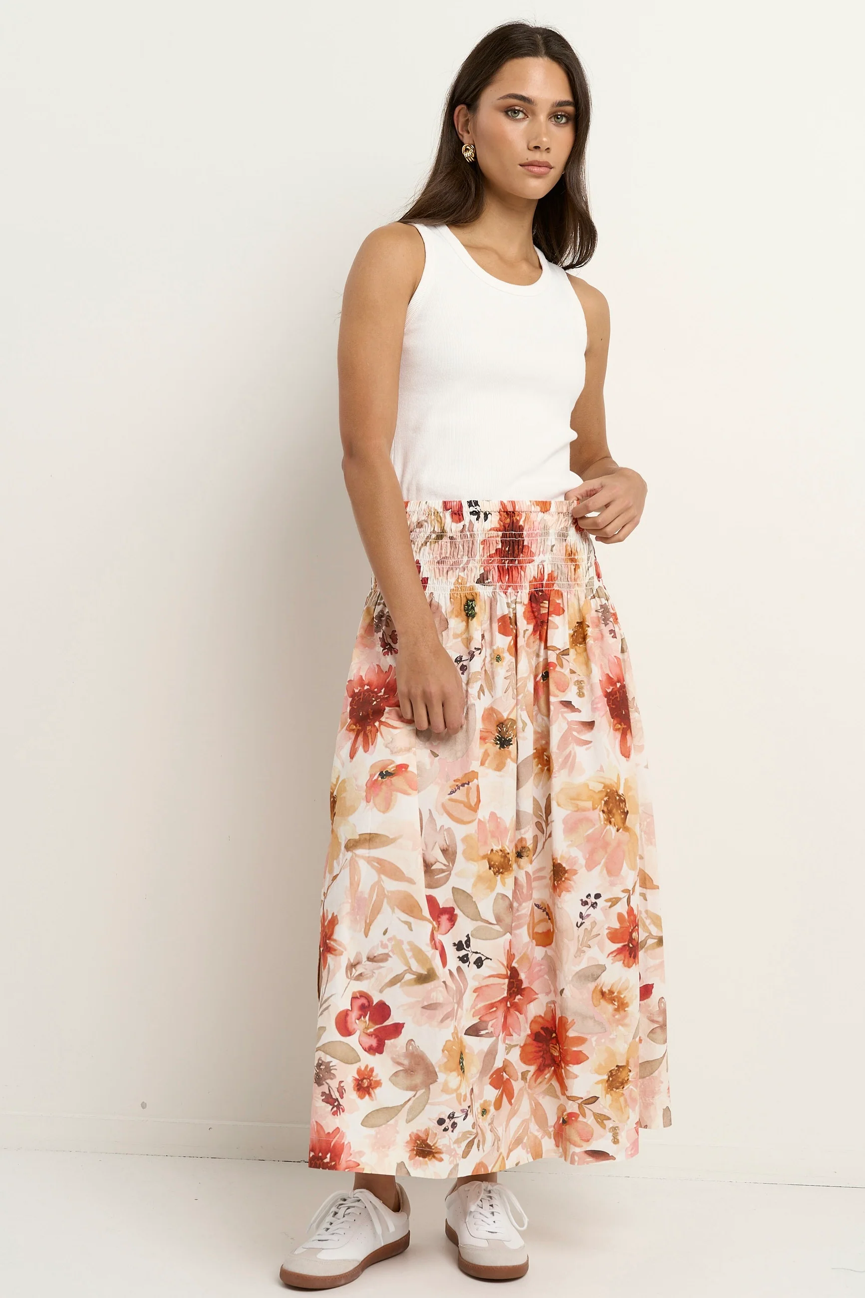 Cheerful Sunrise Meadow Shirred Waist Maxi Skirt - Image 3